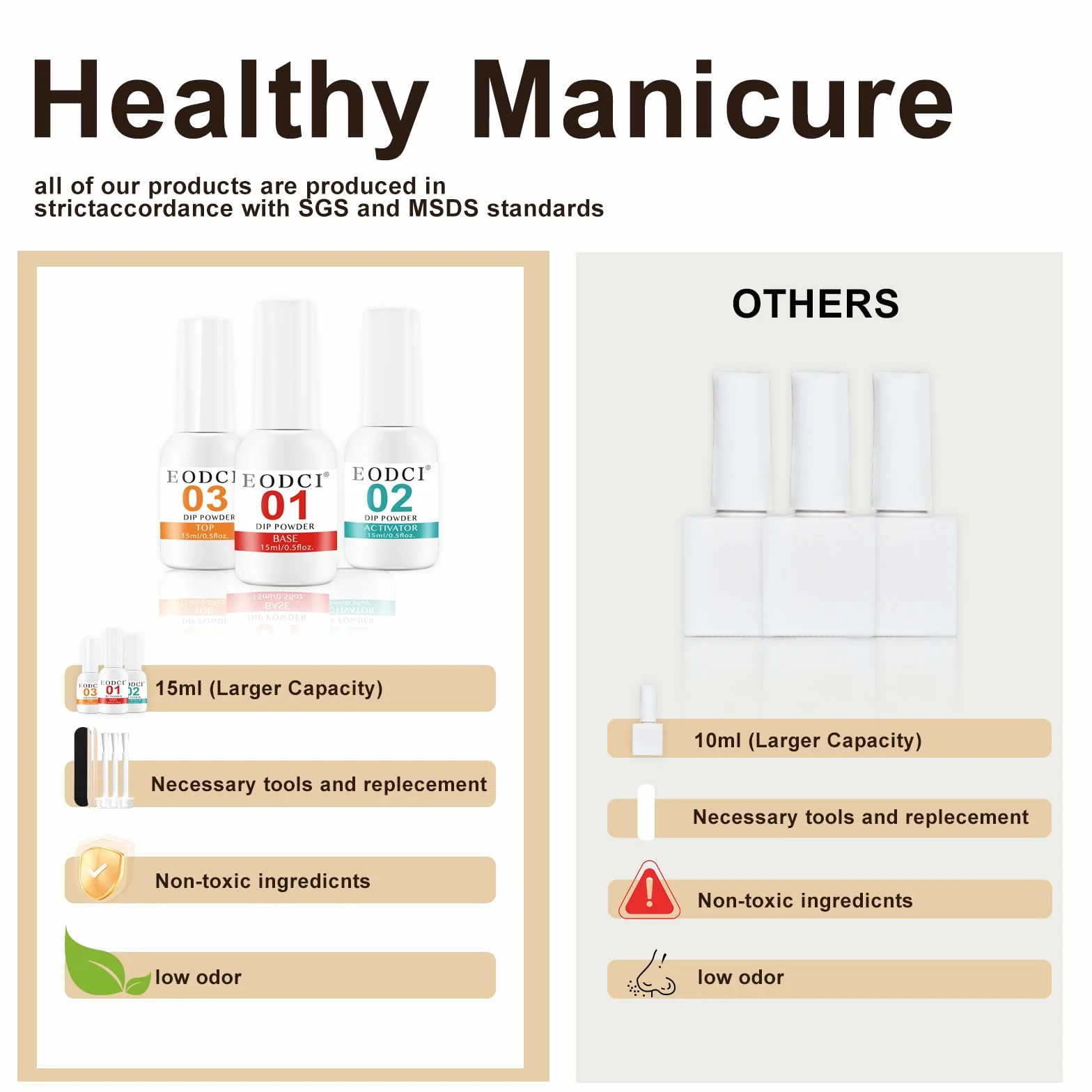 Lot de 3 flacons poudre trempage Essentials 15 ml base top coat activateur kit manucure liquide bricolage salon