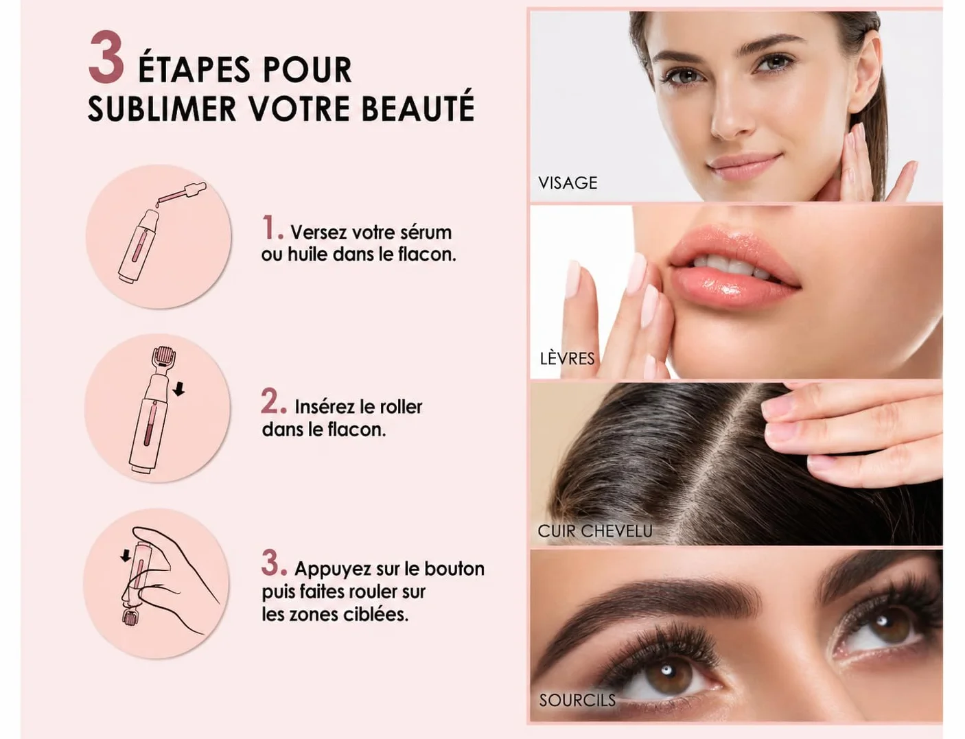 Lip Boost – Repulpeur Lèvres Microneedling – Dermaroller Lèvres 0,25 mm Réservoir – Sérum Acide Hyaluronique + 140 Aiguilles Titane – Lèvres Pulpeuses Sans Injection – Ebook Offert
