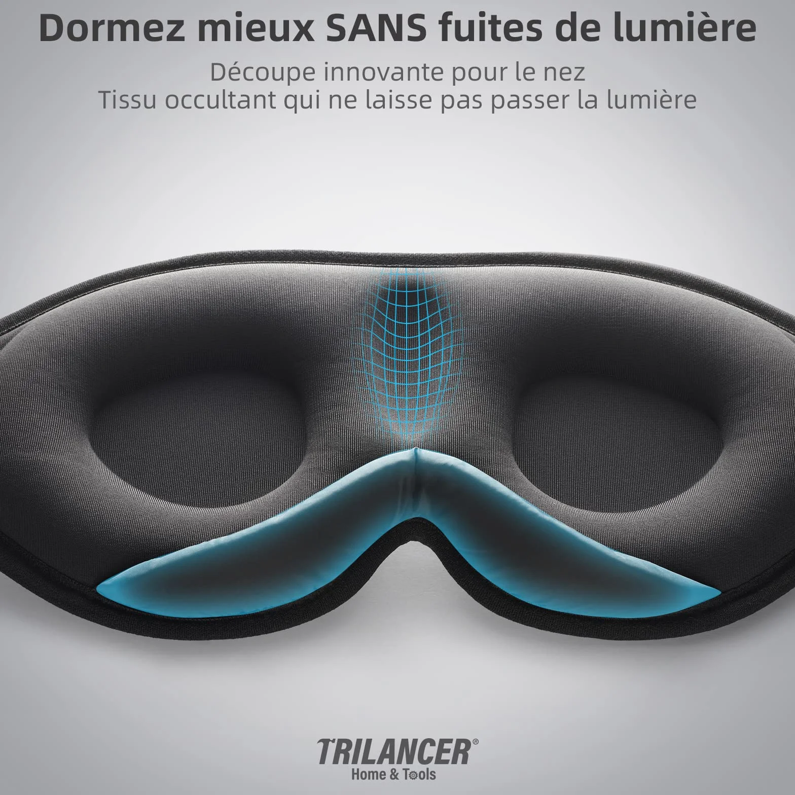 Masque de Nuit Bloque Lumière pour Dormir, Siestes, Méditation, Voyages (Noir)