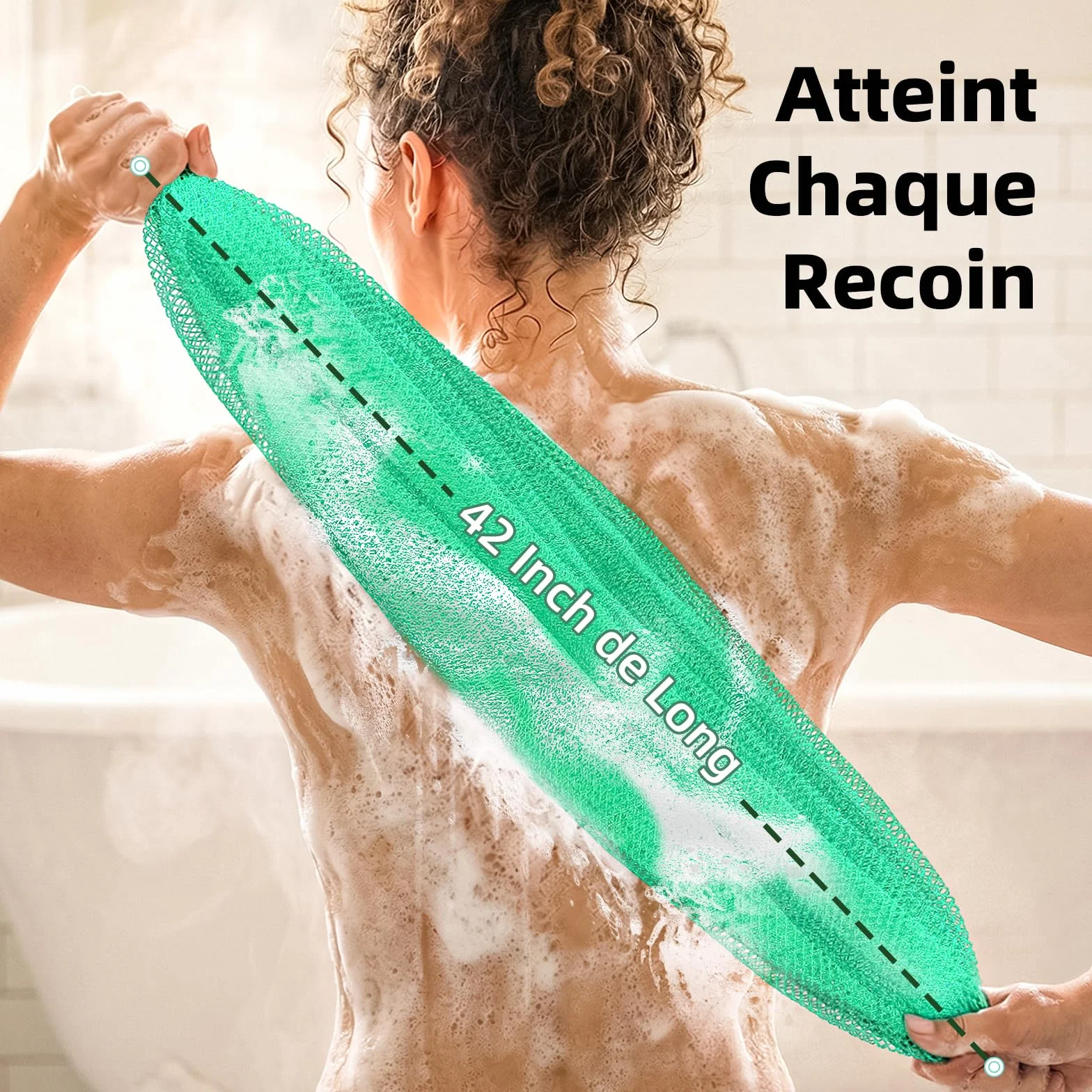 Cleangor Filet à Bain Africain Éponge Exfoliante Corps Douche Gant Soie Noir Vague Marine