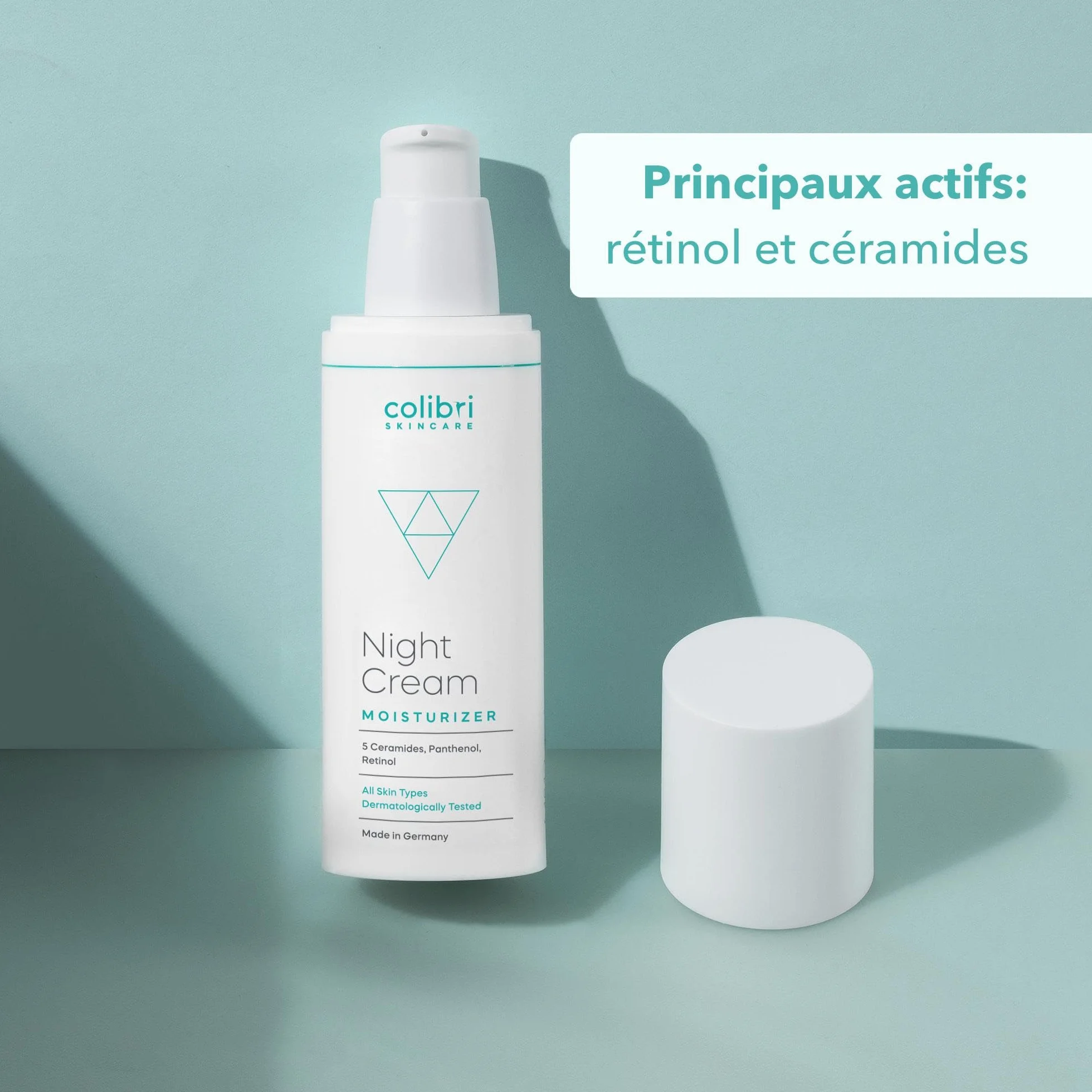 colibri skincare NIGHT CREAM (80ml) - Crème de nuit anti-rides avec rétinol, acide hyaluronique et céramides pour femme et homme - Soin de nuit pour le visage, le cou et le contour des yeux