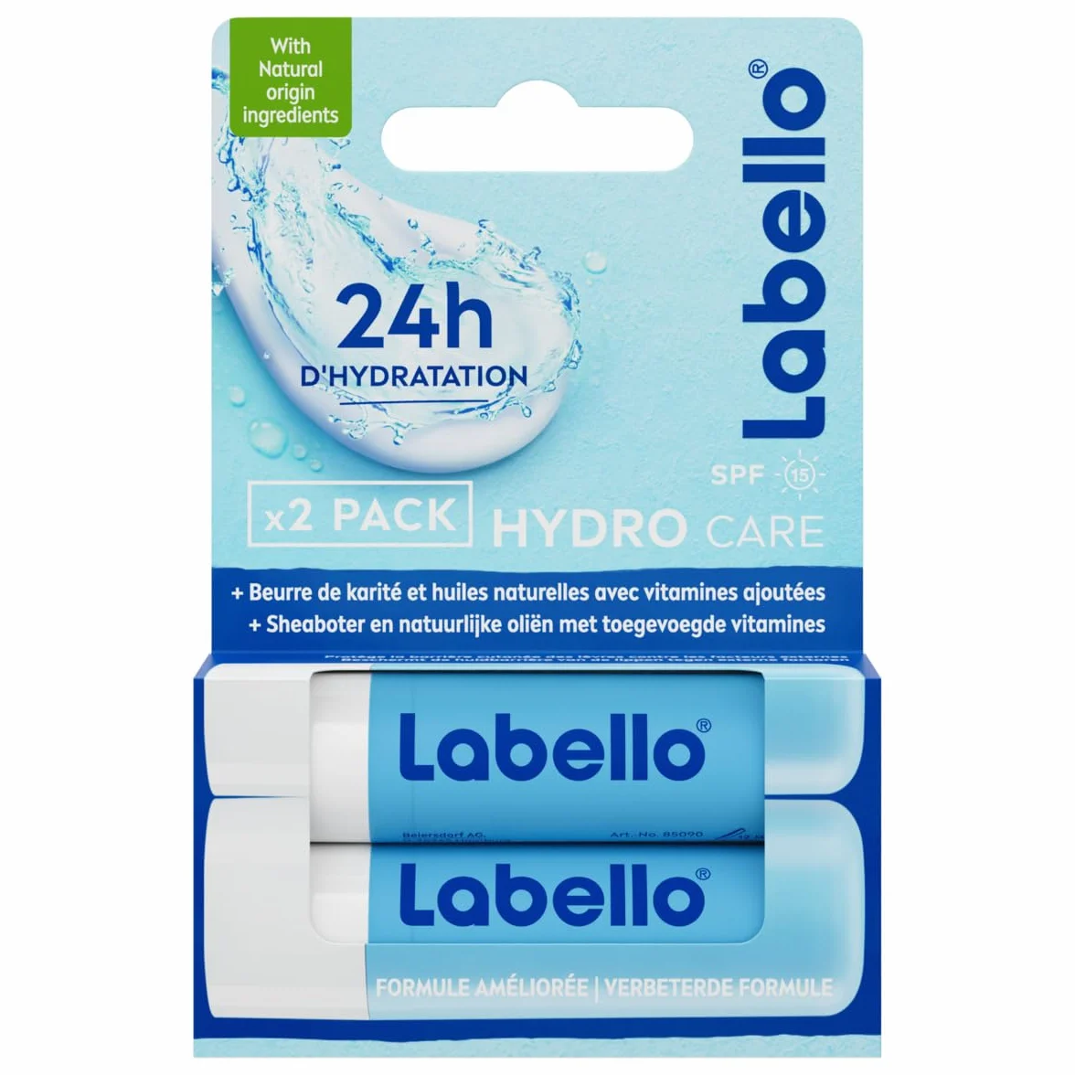 LABELLO Duo Hydro-Care Baume à lèvres FPS 15 hydratation 24H 2 x 5,5 ml
