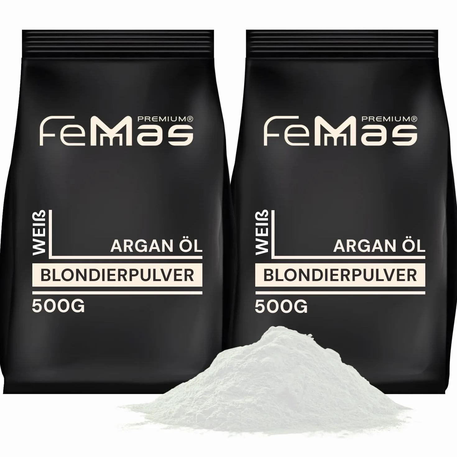 FemMas poudre décolorante blanche 500g I Avec technologie Plex et huile d'argan I application facile et décoloration uniforme I forte et sans poussière I Éclaircissements des cheveux de 2 à 7 nuances