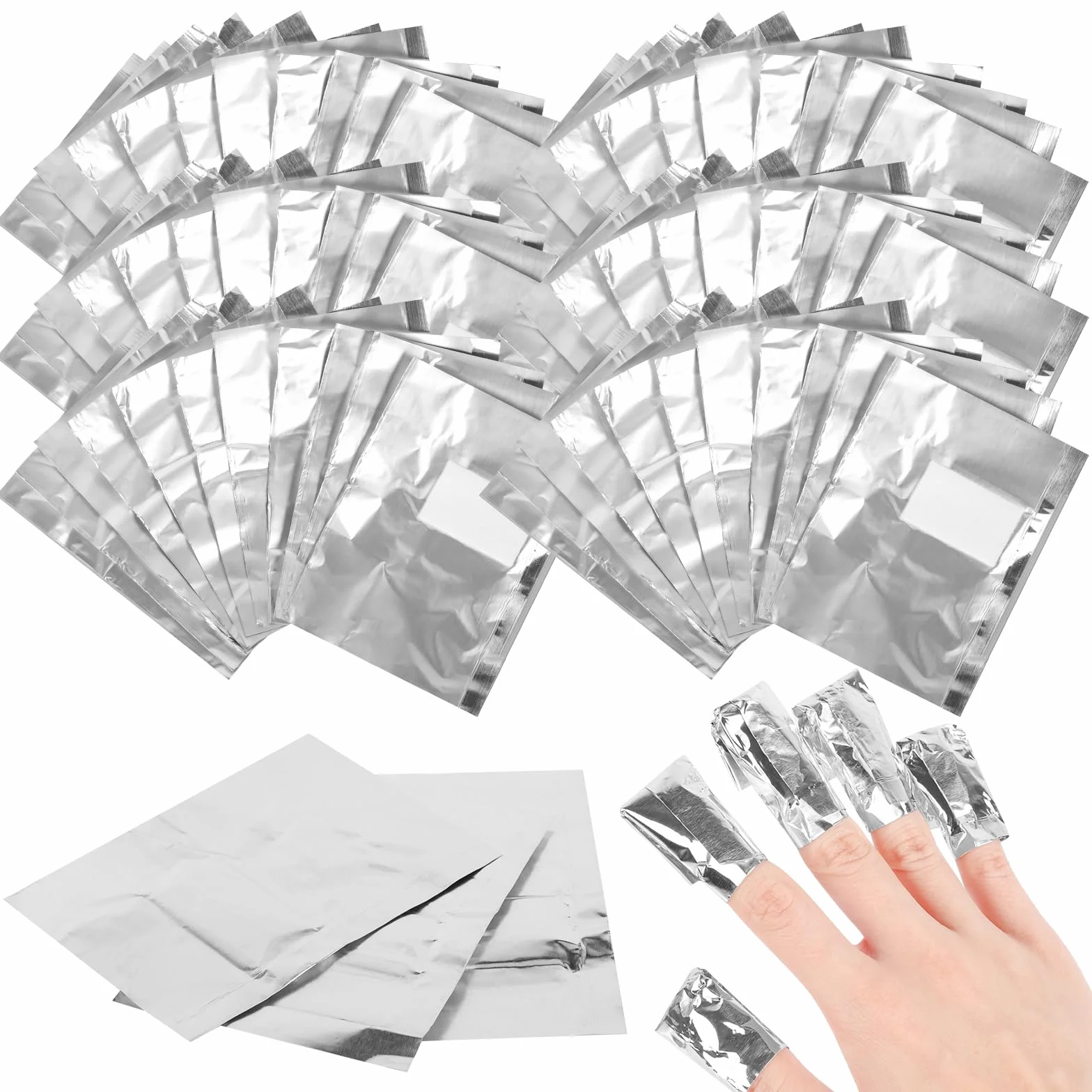 Papillotes en Aluminium Vernis à Ongles Enlever, Feuille d'aluminium pour Ongles Gel, avec Poussoir à Cuticules