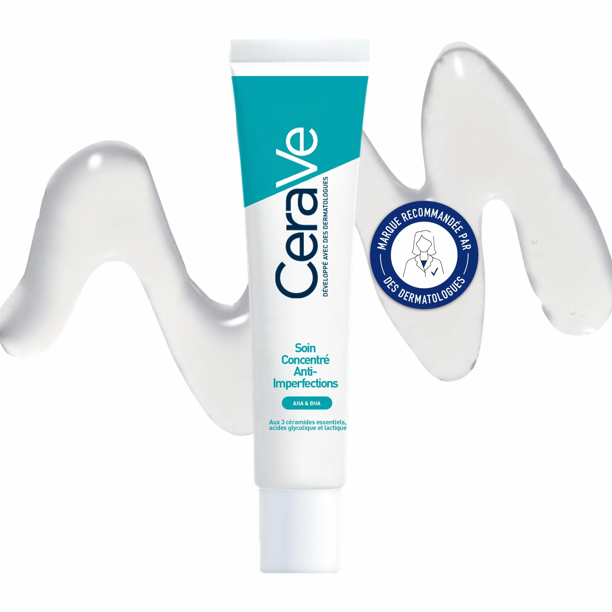 CeraVe Soin Concentré Anti-Imperfection AHA-BHA Acide Hyaluronique 3 Céramides Peau Acnéique 40 ml
