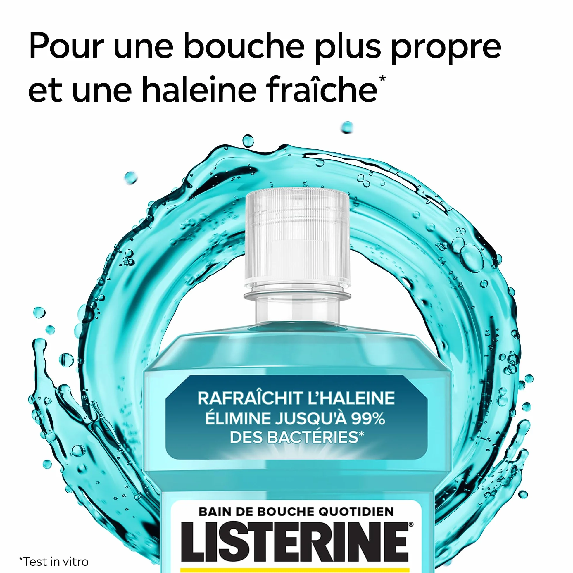 Listerine Bain de Bouche Quotidien Fraîcheur Intense 500 ml – Soin bucco-dentaire anti-plaque