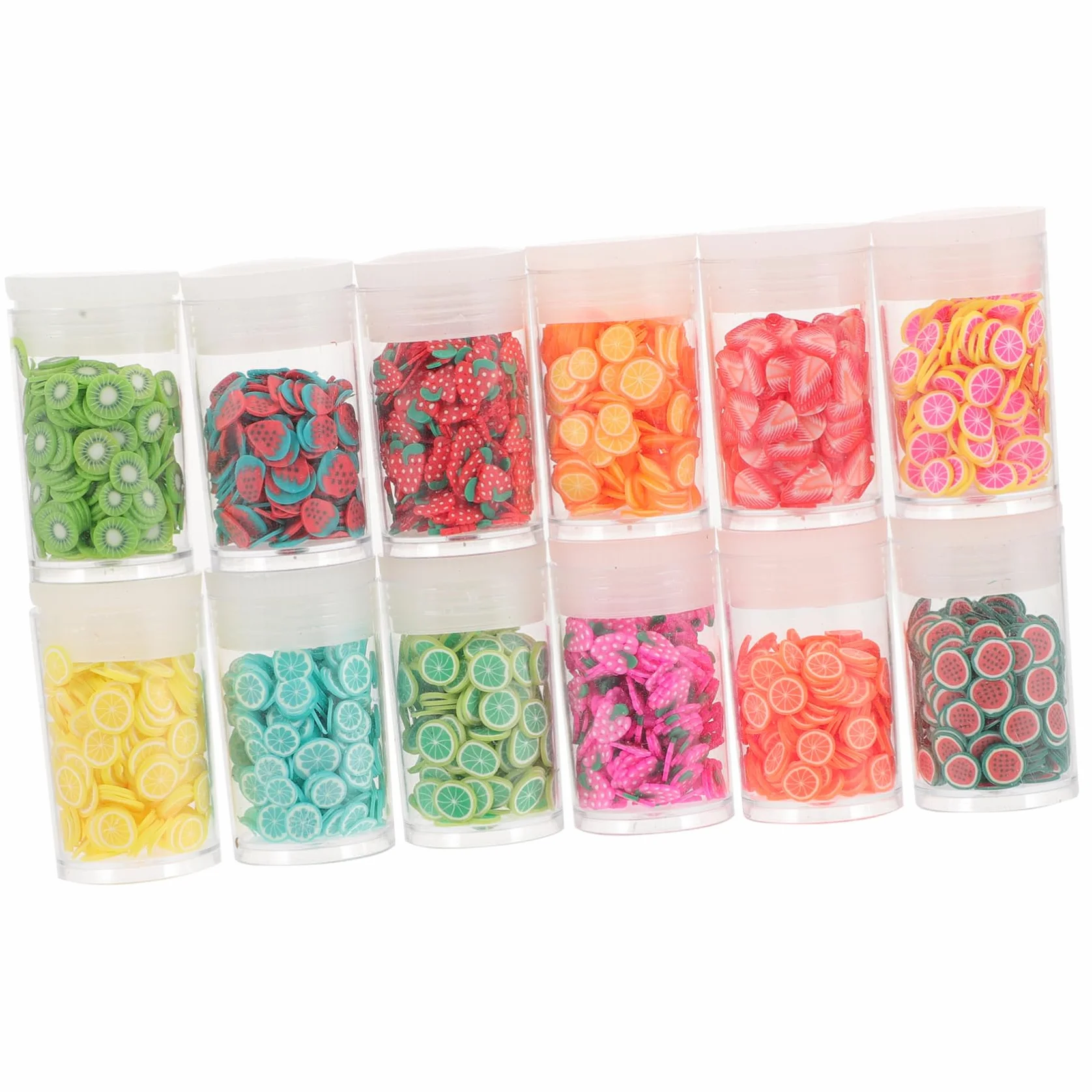 Ipetboom Tranches Nail Art Fruits 12 Boîtes Assortiment Aléatoire Décorations Argile Polymère DIY Ongles