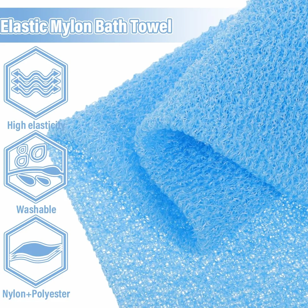 Brosse pour se Laver le Dos, Sangle Lave Dos, Tampon Exfoliant Dos, Bleu