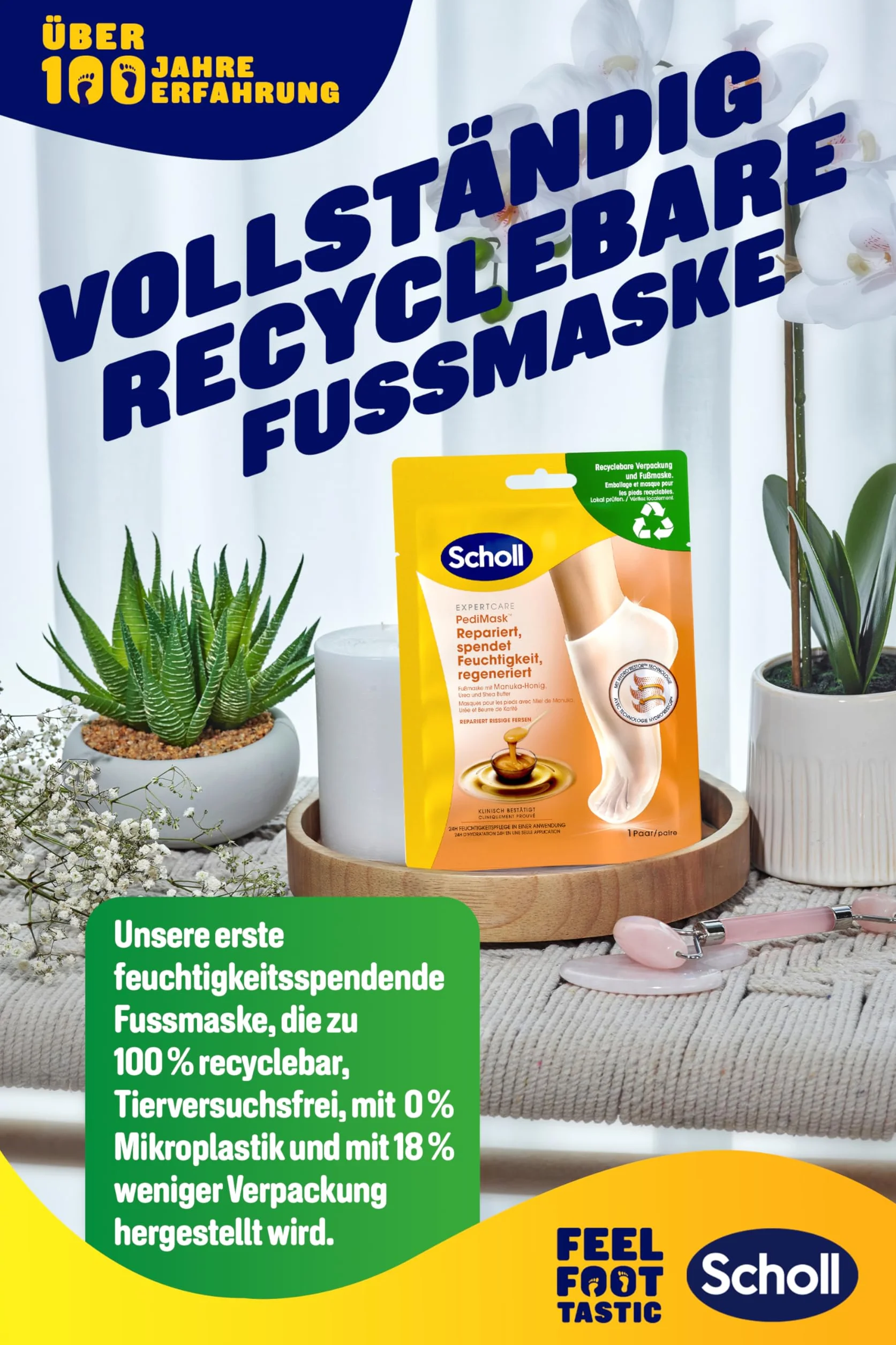 Scholl Lot de 2 masques pour les pieds hydratants au miel de Manuka
