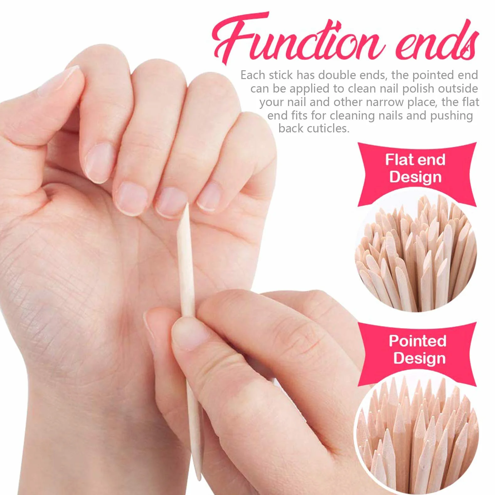 FITDON Bâton de Cuticule en Bois 210 Pièces pour Manucure et Pédicure