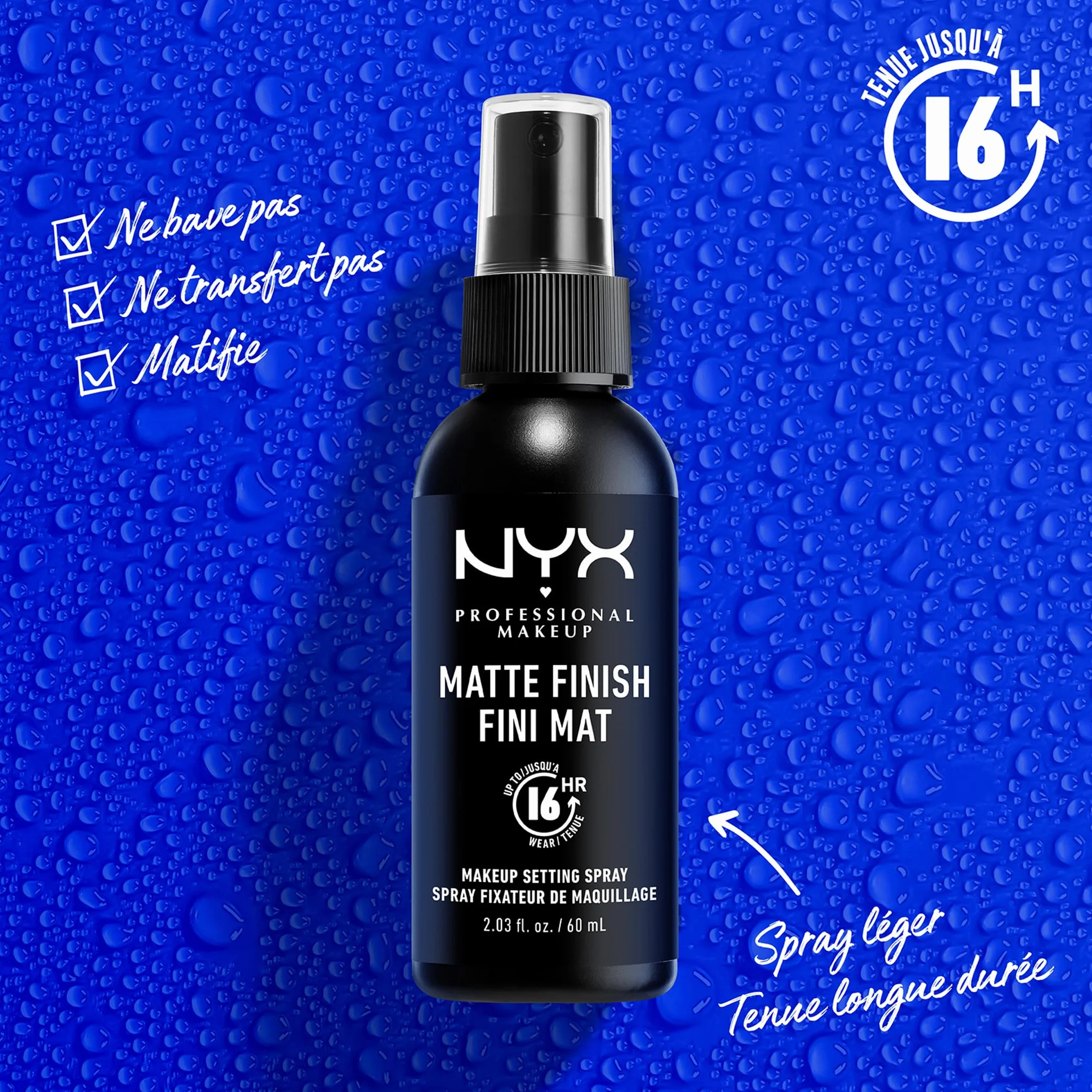 NYX Professional Makeup Setting Spray Mate Finish, Spray de Finition, Tenue Longue Durée, Fini Mat, Formule Vegan
