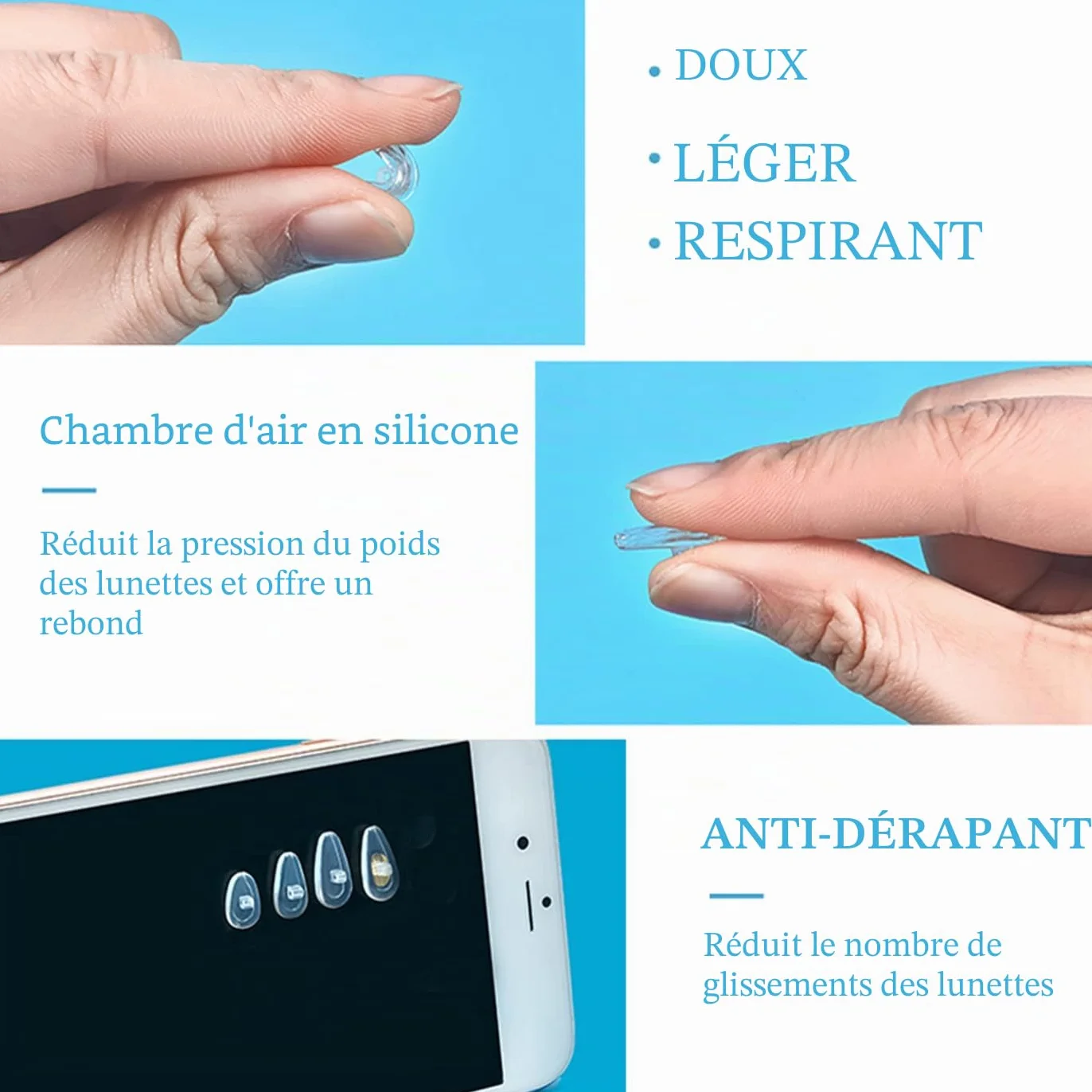 Plaquettes de Nez de Lunettes en Silicone 25 Paires, Kit de Réparation avec Vis Pincette et Chiffon