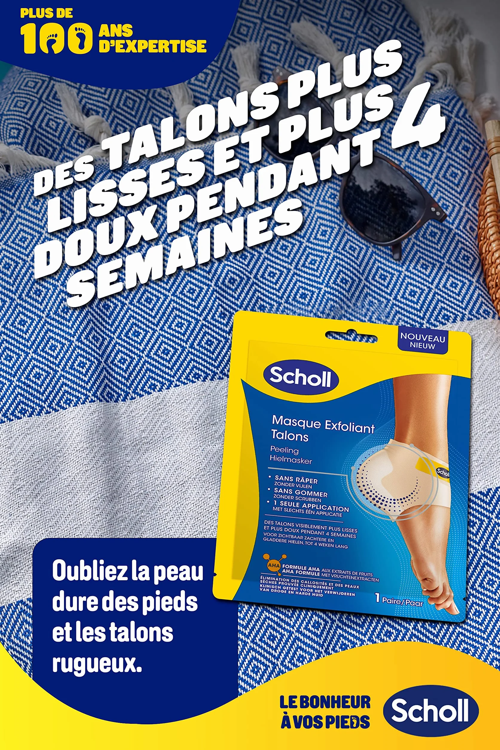 Dr. Scholl's Masque Pieds Exfoliant Peeling Callosités Hydratation Intense 2 Chaussettes