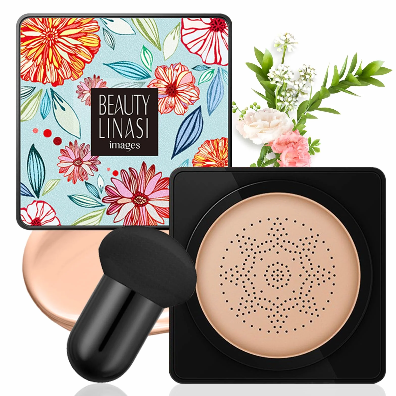 Tête de Champignon Air Cushion CC Cream Fond de Teint Correcteur Hydratant Longue Durée Couverture Complète (Naturel)