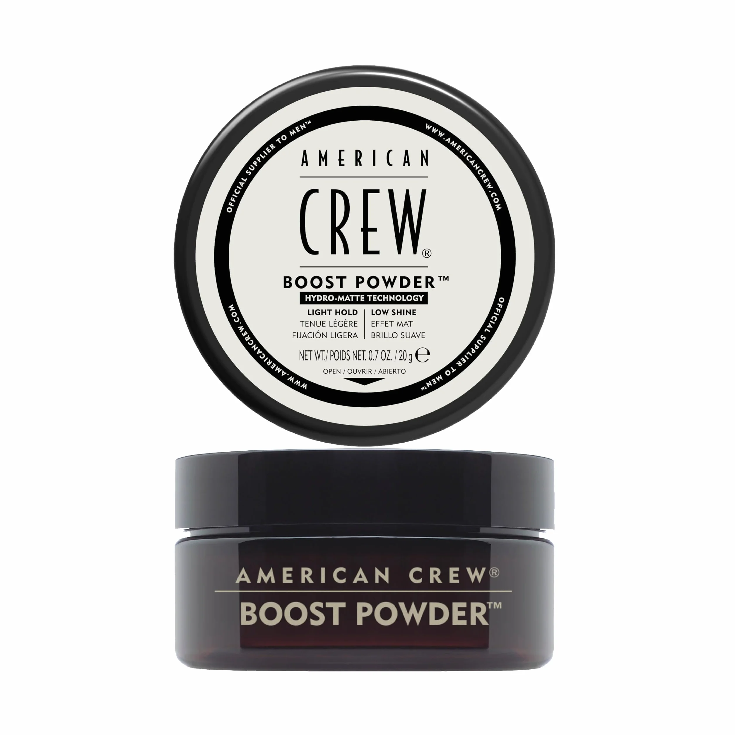 American Crew Boost Powder Poudre Coiffante Homme 20g | Finition mate volumisante qui sculpte des coiffures flexibles longue durée, tous types de cheveux, parfum Aqua.