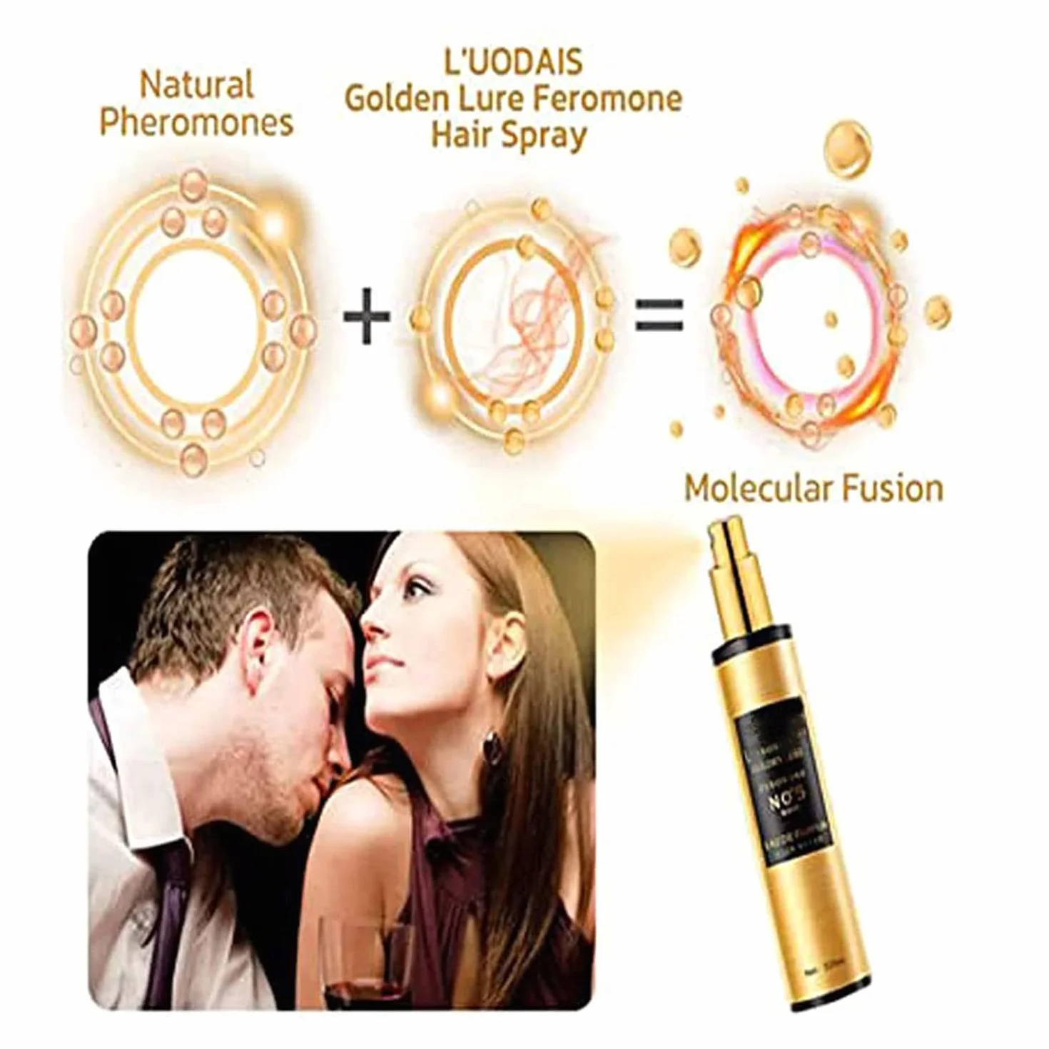 L'UODAIS Golden Lure Feromone Hair Spray Perfume Oil Long Lasting Pheromone Hair Oil (Black+Gold)