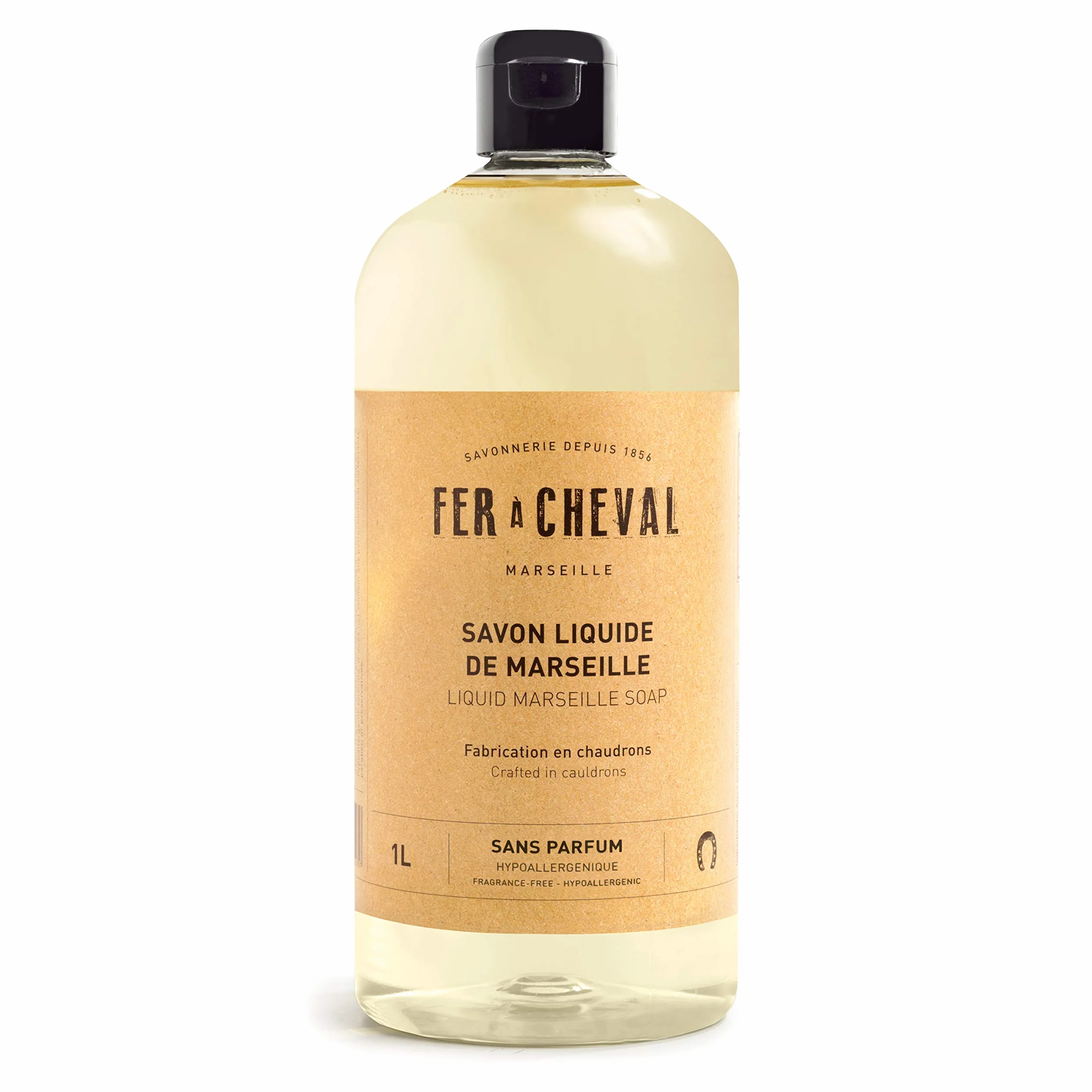 Véritable Savon de Marseille Liquide Sans Parfum 1L - Fer à Cheval
