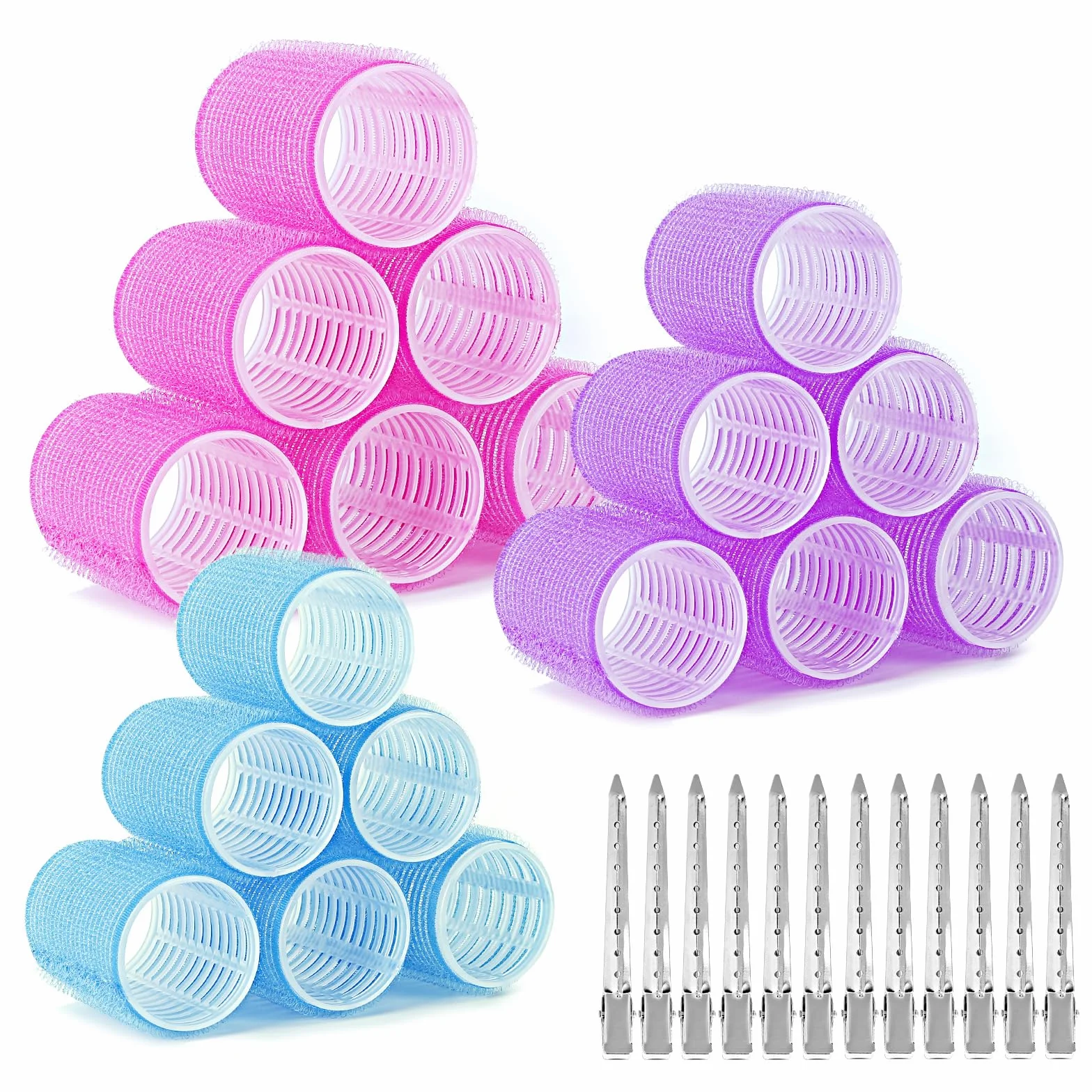 Bigoudis Cheveux 30 Pièces, Bigoudis Magiques 18 Pièces et Pinces Métalliques 12 Pièces pour Femmes DIY