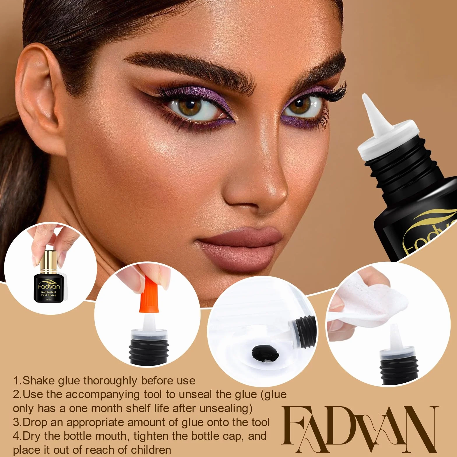 FADVAN Colle Extension de Cils Adhésif Hypoallergénique Séchage Rapide 5ML