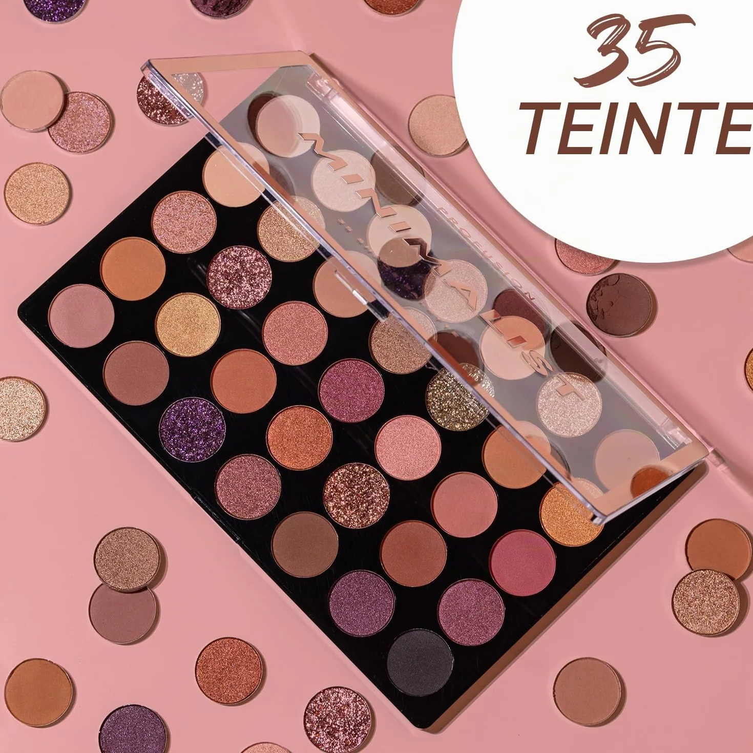 Profusion Cosmetics Palette de fards à paupières minimaliste de 35 nuances, soyez créatif avec des nuances nude mélangables et des finitions pailletées, palette de fards à paupières nude de qualité