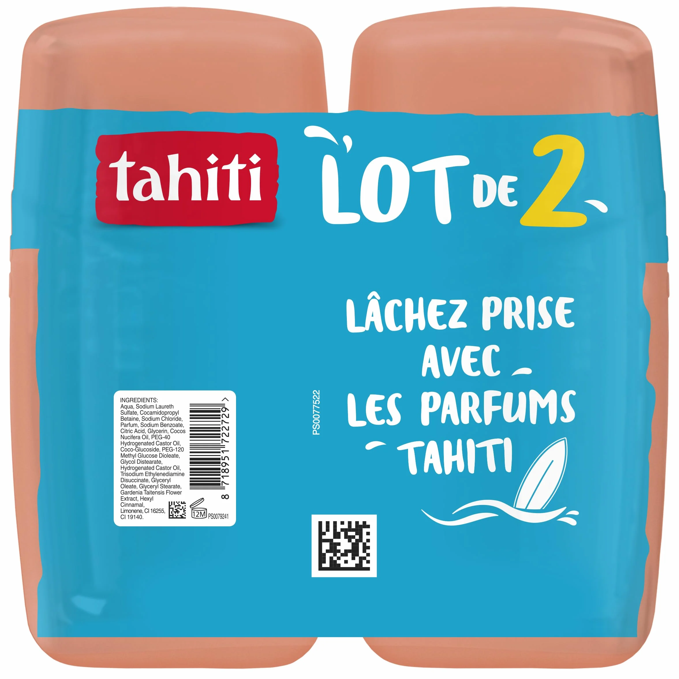 TAHITI Gel Douche Parfum 8h Monoï 250 ml x2