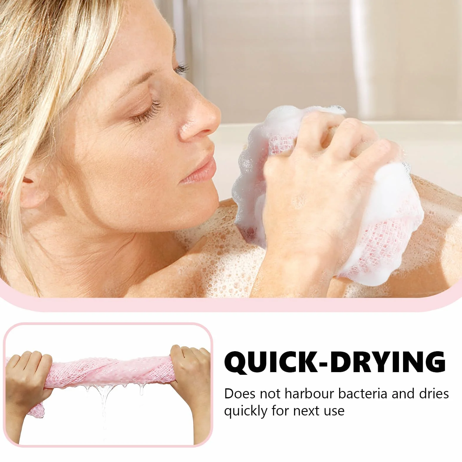 Débarbouillettes exfoliantes éponge africaine corps extra longue chiffon lavage bain douche Noir Rose
