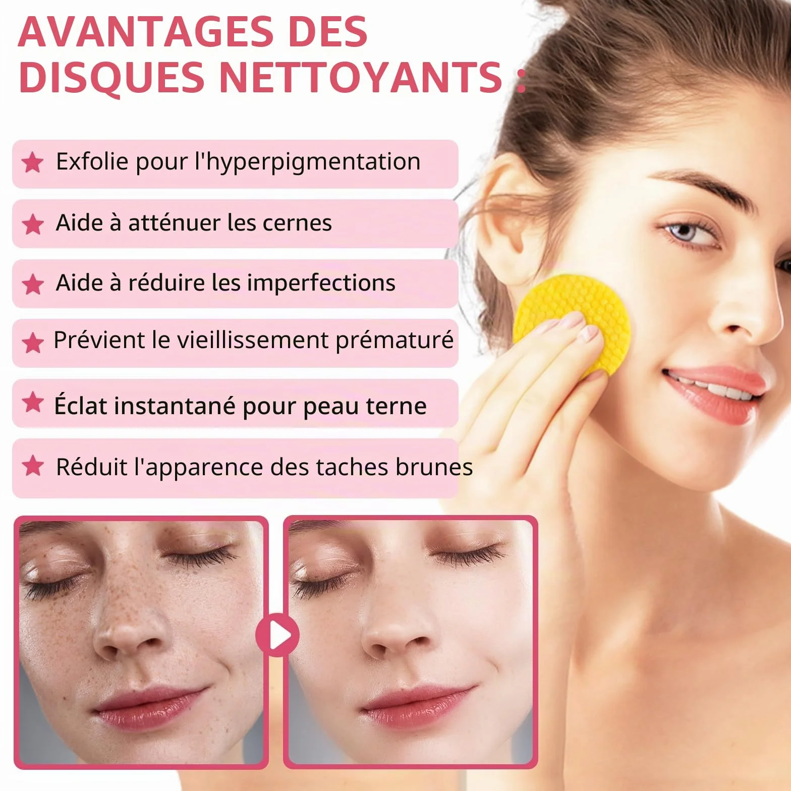 Lot de 40 tampons en mousse exfoliants au curcuma pour le visage et le corps