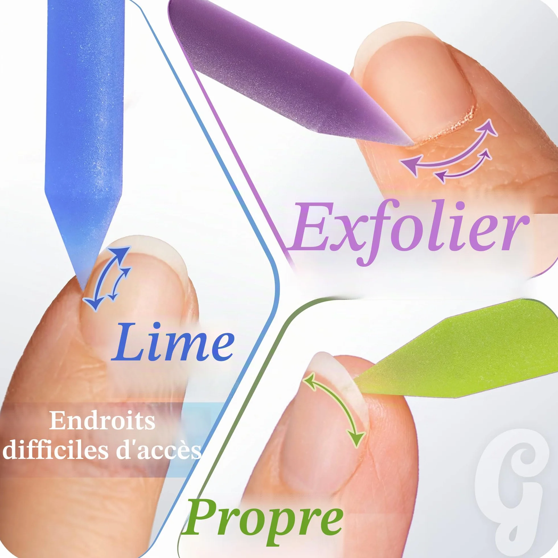 Gladzy Lime à Ongles Verre avec Poussoir Cuticules - Bâton Manucure Dissolvant Professionnel Précision