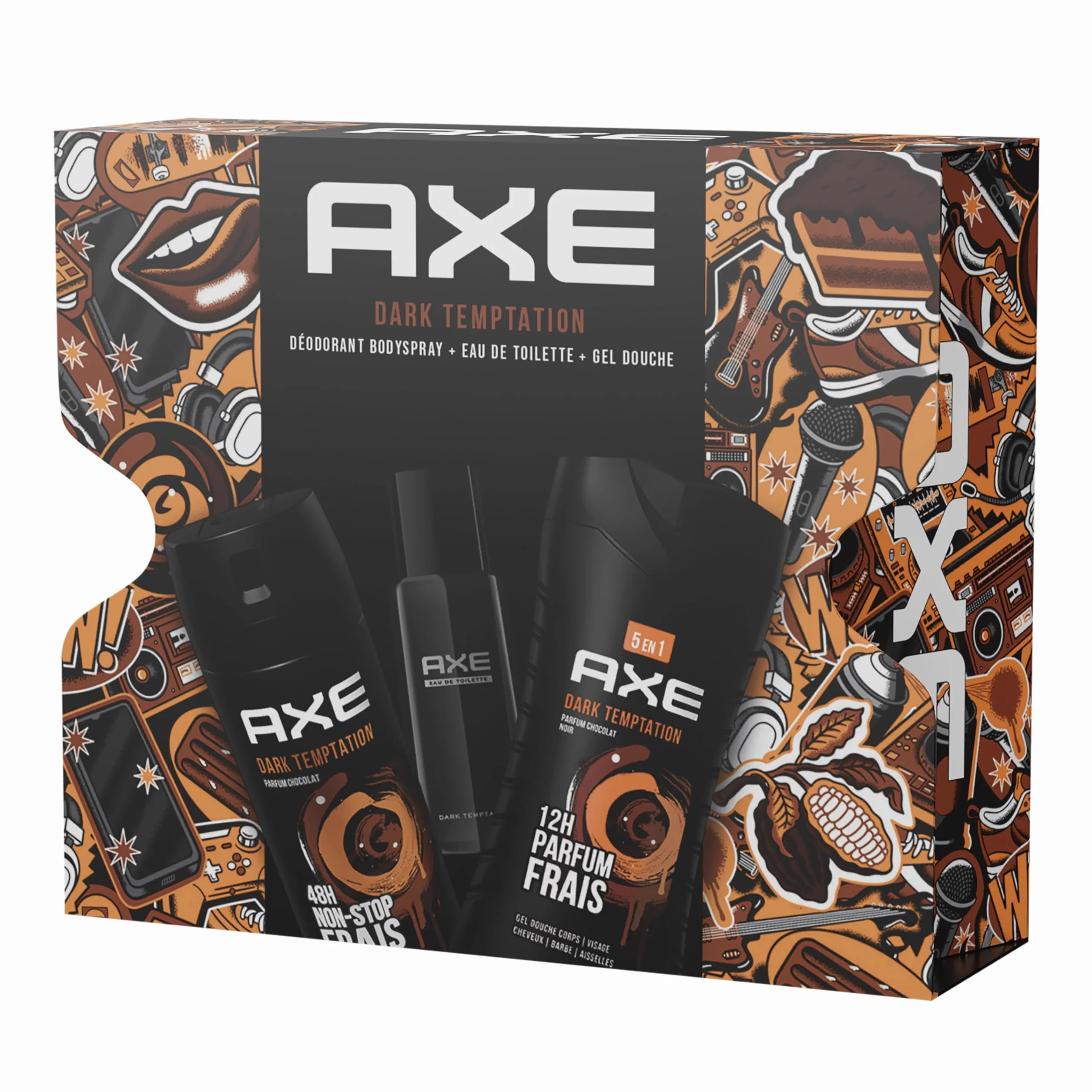 Axe Coffret Homme Dark Temptation Déodorant, Eau de Toilette Gel Douche x1