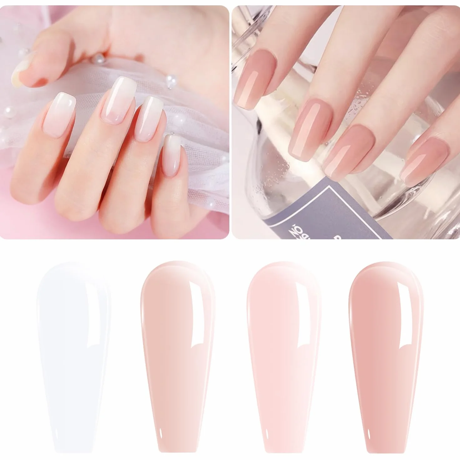 Vishine 4 Couleurs Vernis Gel Semi-Permanent Transparent Milky White Pink UV LED 8ml