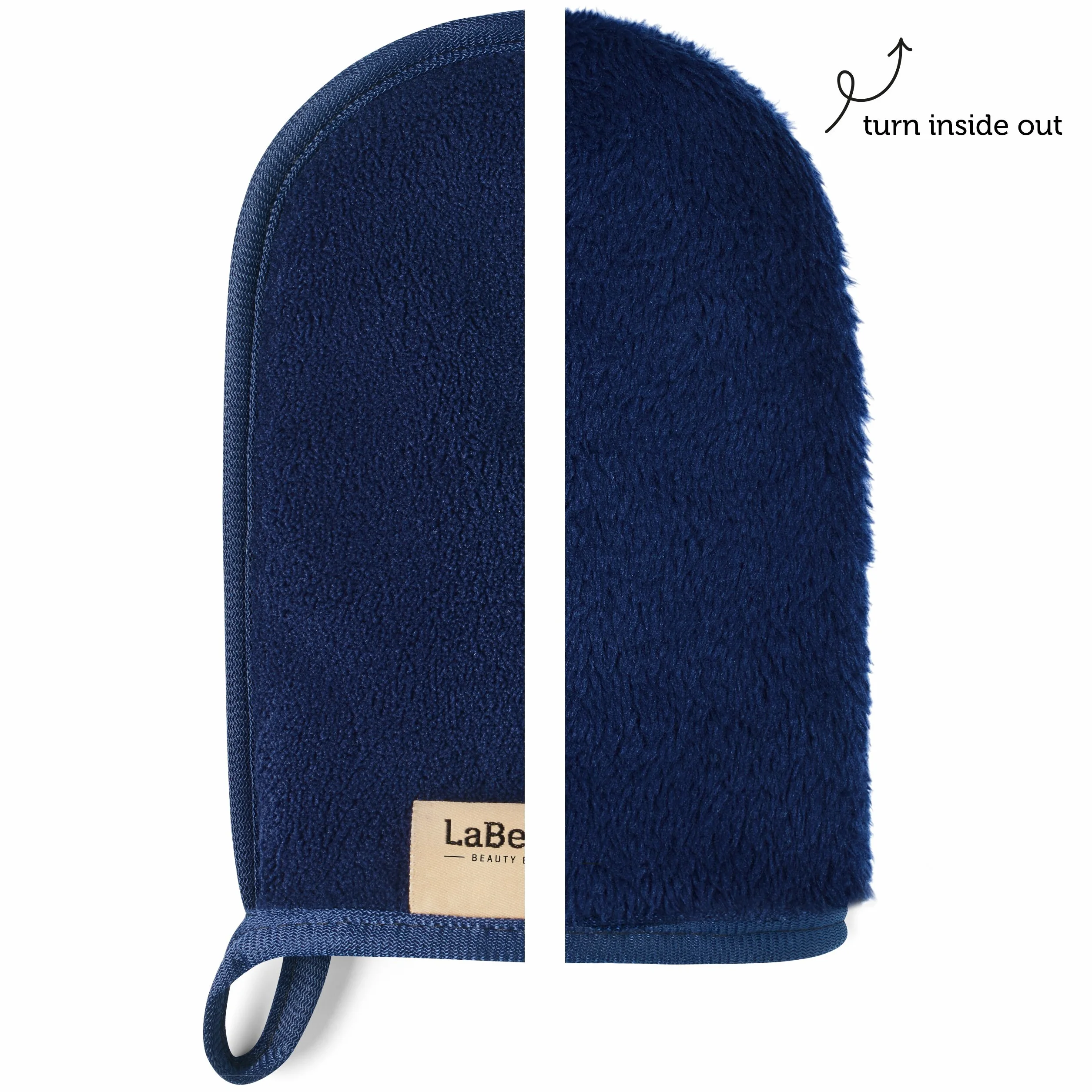 LaBeauté gant de toilette démaquillant lavable réutilisable 20x13 cm bleu marine rose 2 pièces