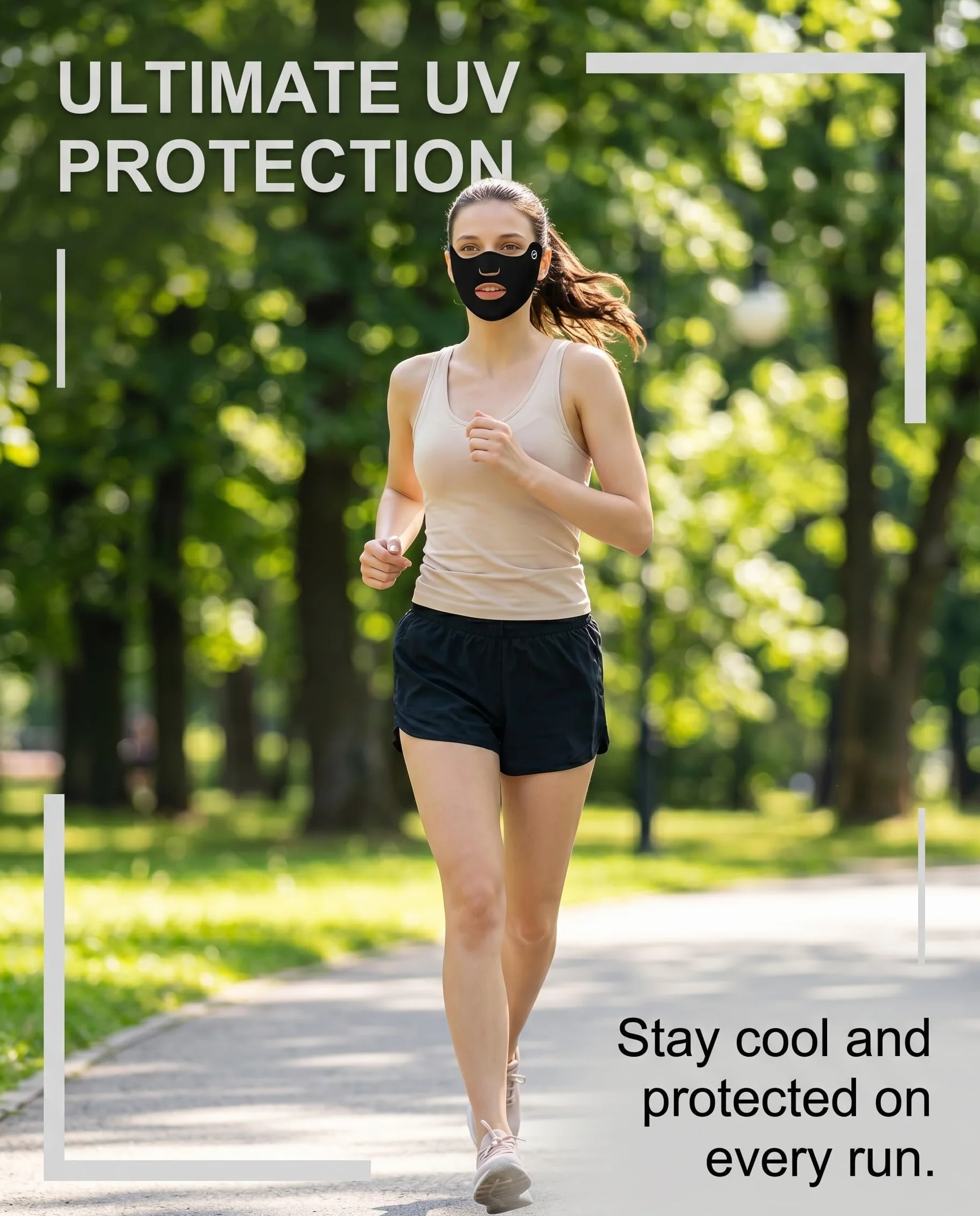 Lot de 2 Masque Protection Solaire UPF50+ UV Tissu Respirant Anti-Poussière Lavable Réutilisable