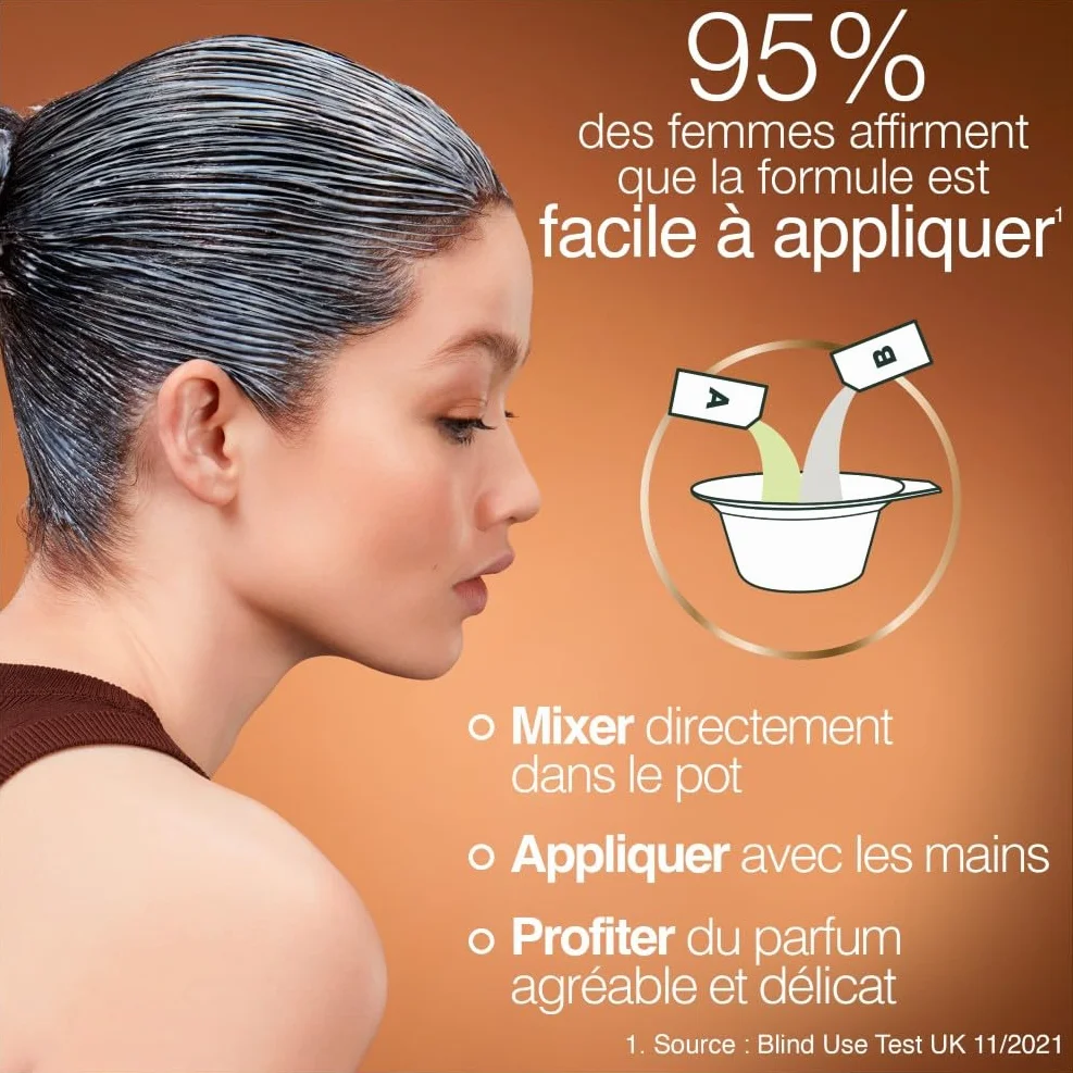 Garnier Coloration Permanente Sans Ammoniaque 90% Ingrédients Naturels Vegan Beurre de Karité 100% Couverture Cheveux Blancs Cuivré Épicé 7.43