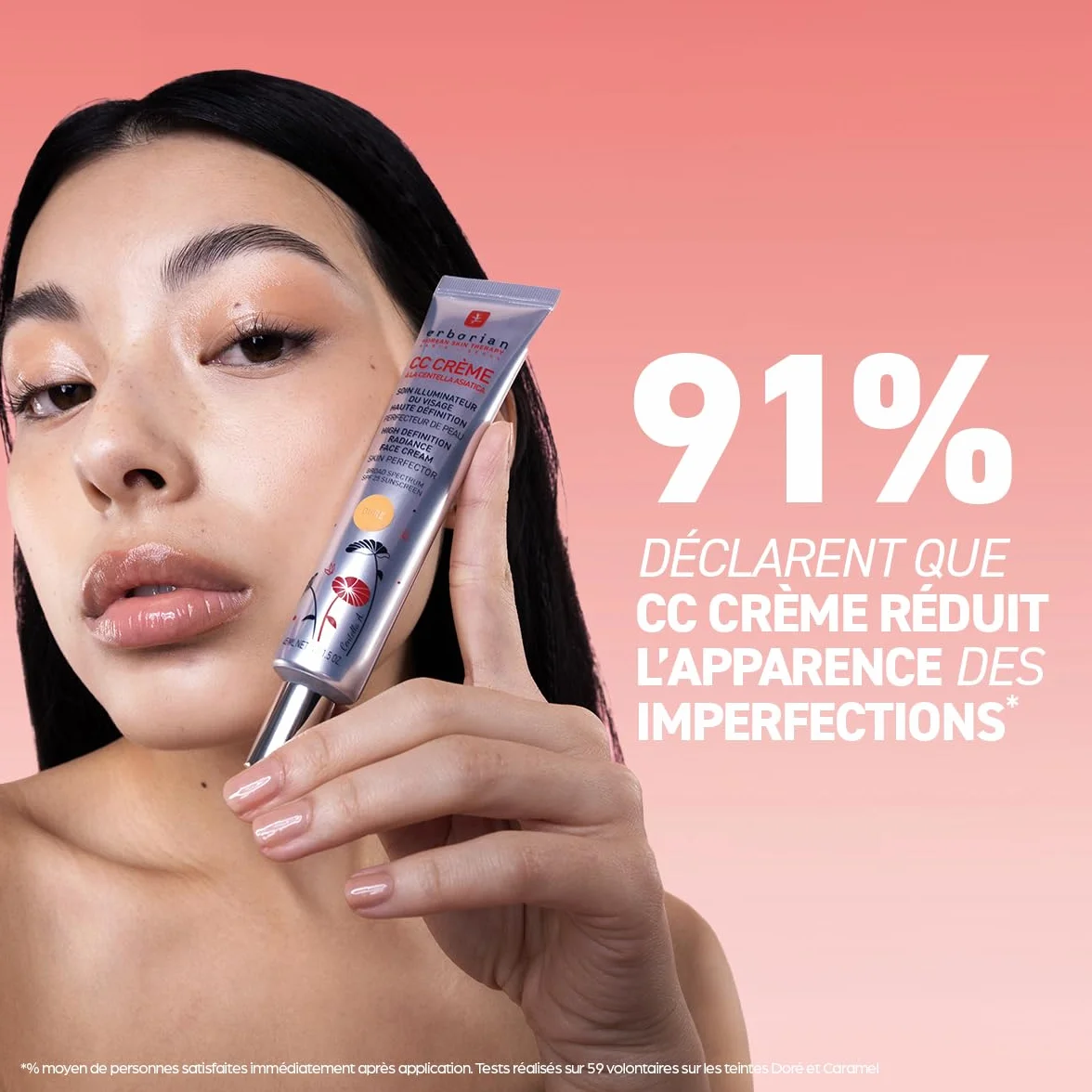 Erborian - CC Crème à la Centella Asiatica - Maquillage et Soin Illuminateur de Teint Haute Définition pour Visage - Protection Solaire SPF 25 - Soin Cosmétique Coréen - Doré 15 ml