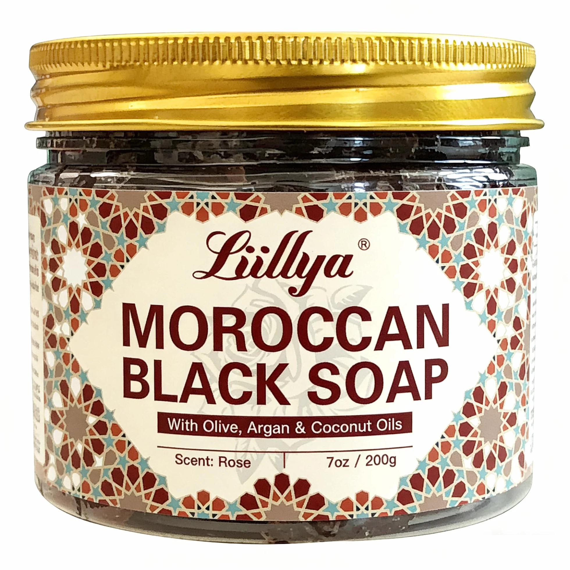 Savon Noir Corps Marocain à l'Huile d'Olive, Argan, Coco & Rose, Beldi Traditionnel Kessa Hammam, Gommage Exfoliant Hydratant, 200g