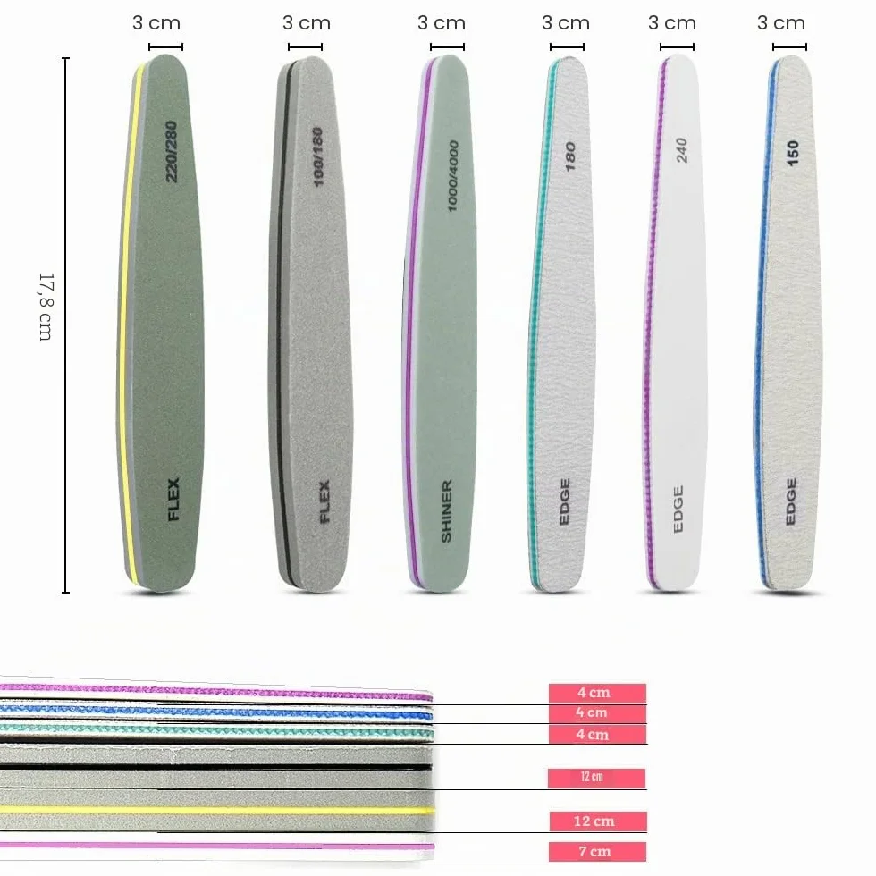 Lime à ongles professionnelle Double face 100/150/180/220/240/280/1000/4000 Grain Nail Buffer File Block
