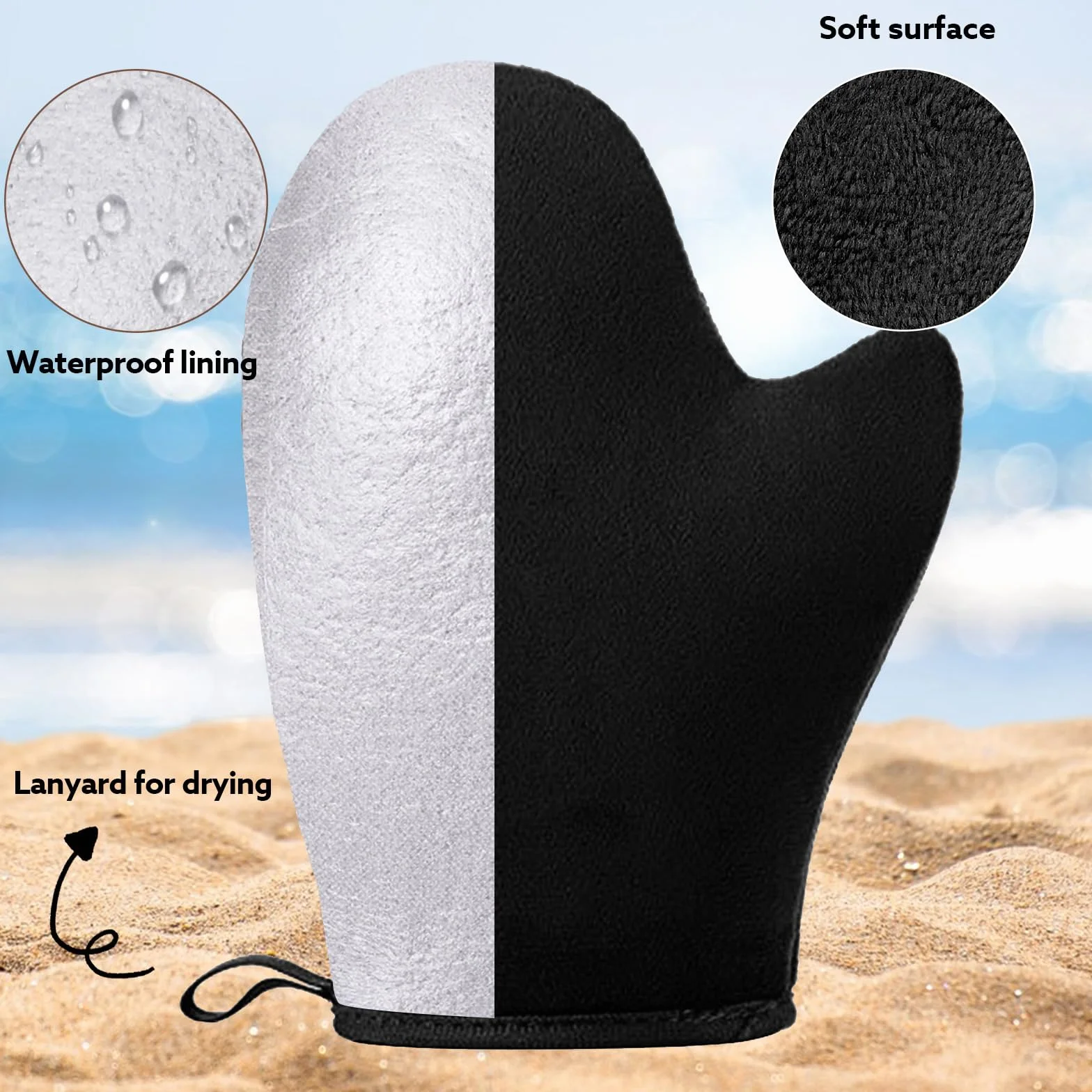 Gant Autobronzant Double Face 2 Pièces Visage et Corps Noir