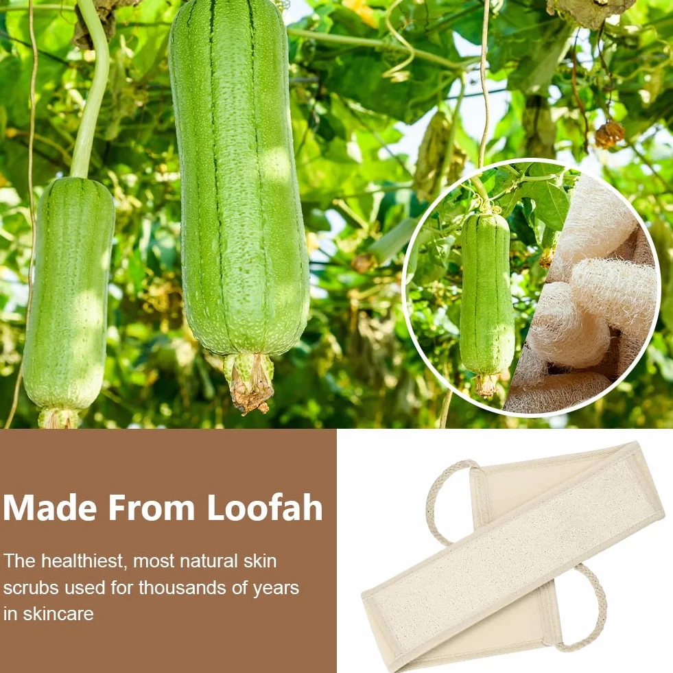 Serviette de Bain Exfoliante LOPHE avec Loofah Naturelle pour le Corps et le Dos