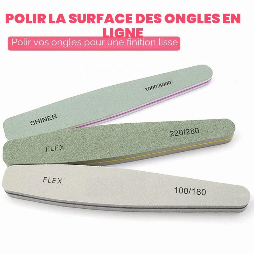 Lime à ongles professionnelle Double face 100/150/180/220/240/280/1000/4000 Grain Nail Buffer File Block