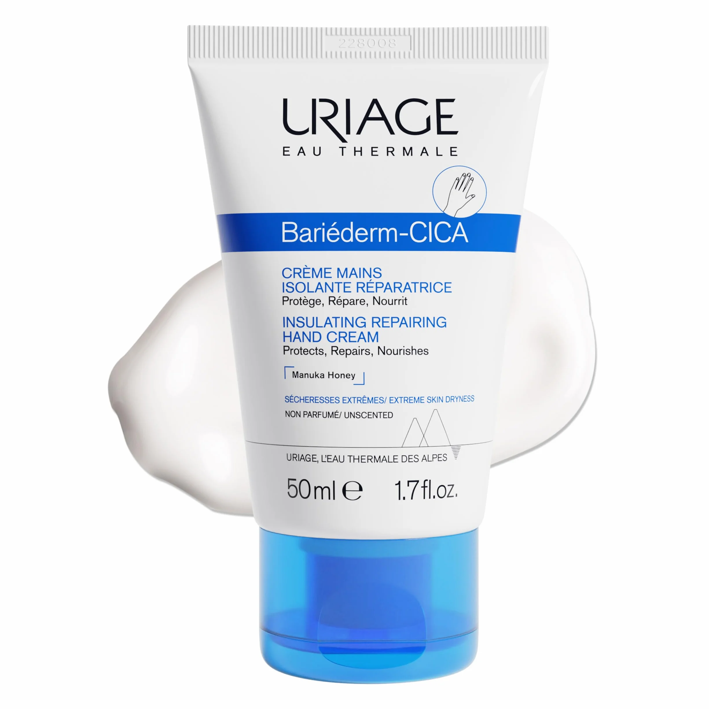 Uriage Bariederm-Cica Crème Mains 50ml Mains Extra-Sèches Gercées Crevassées Apaise Répare Nourrit Sans Parfum