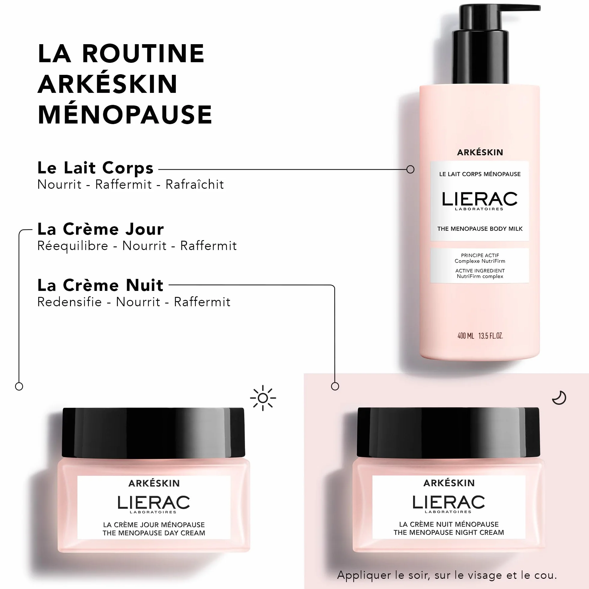 Liérac - Arkéskin - Crème de Nuit Ménopause - Crème Visage Femme Corrigeant les Signes Visibles de la Ménopause - Bio-Peptide et Acide Hyaluronique - Raffermit, Nourrit et Hydrate la Peau