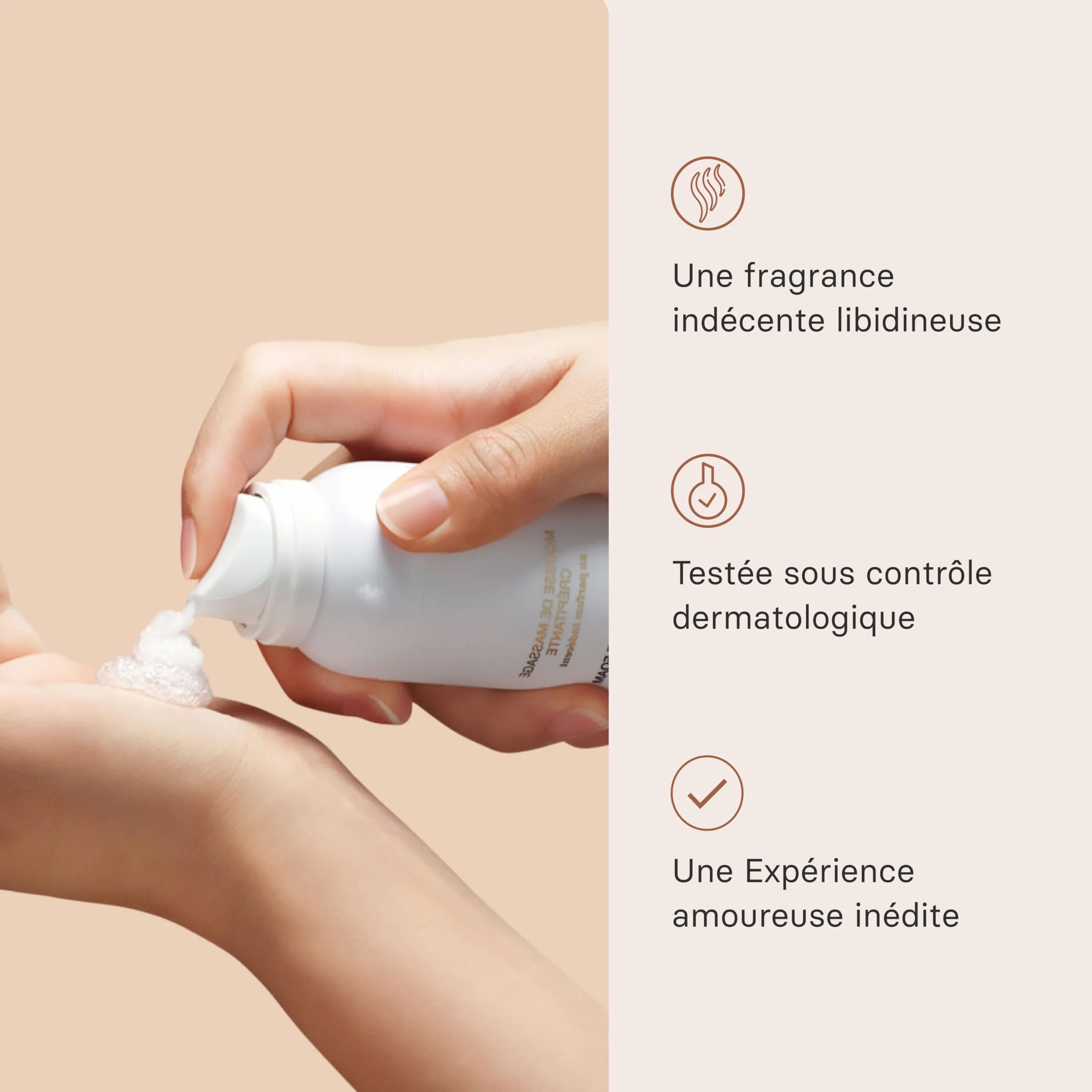 YESforLOV Mousse de Massage Crépitante Huile de Massage Effet Pétillant 150ml Fabriqué en France