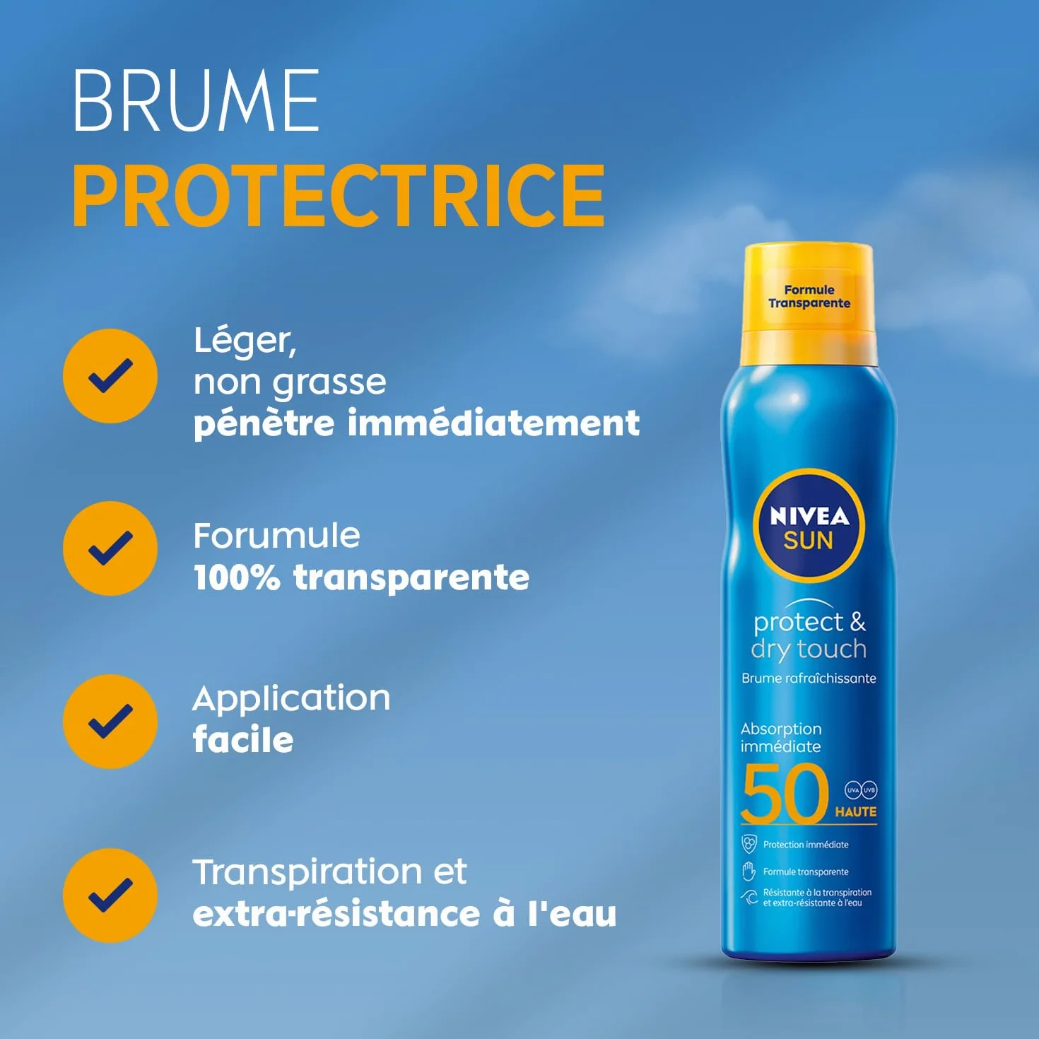 NIVEA SUN Brume Protectrice Protect & Dry Touch FPS 50 Protection Solaire 200 ml