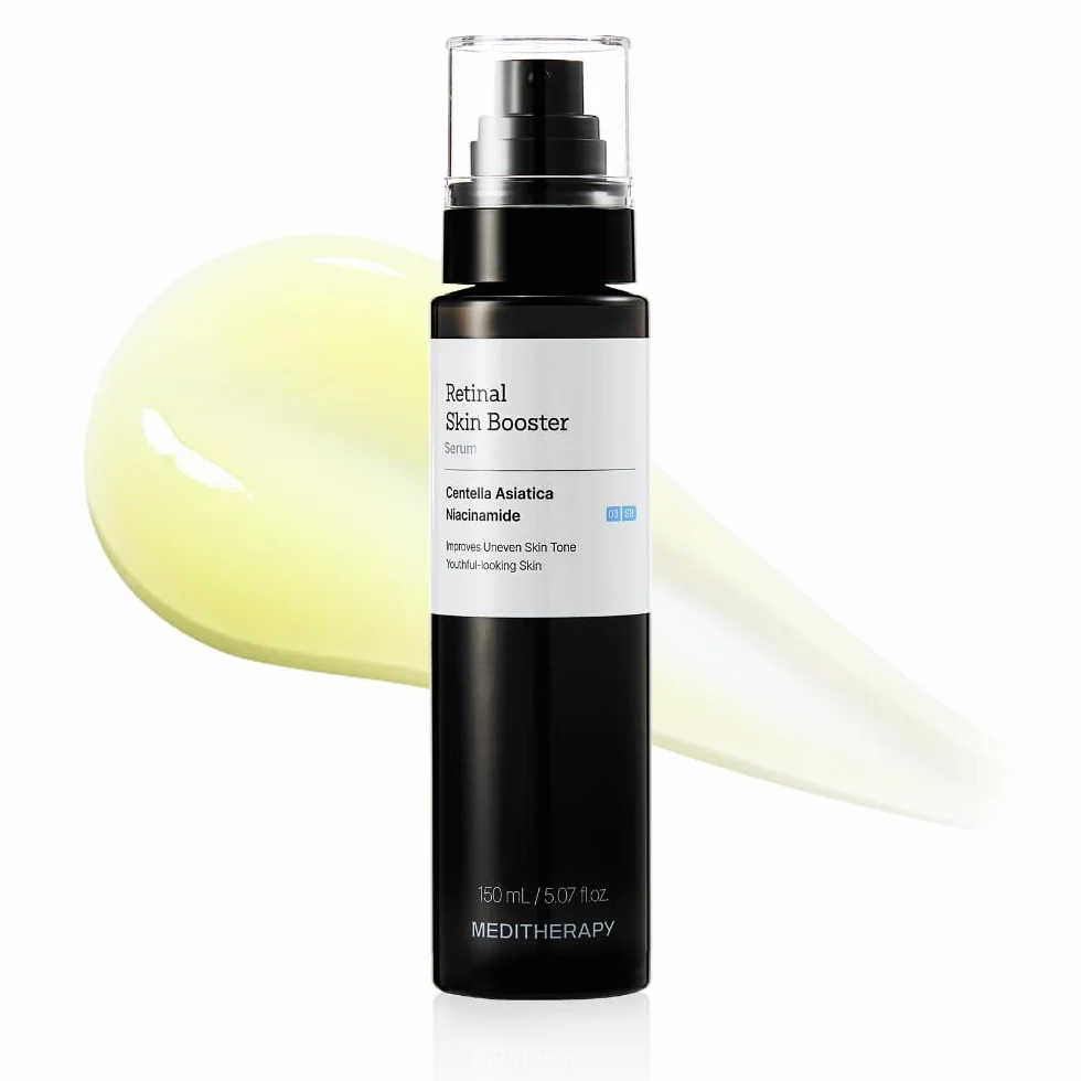 MEDITHERAPY Sérum Retinal Skin Booster, Adapté Aux Débutants, Anti-Âge, Rétinol Non Irritant Pour Le Visage Et Le Corps, Minimise Les Pores, Traitement Des Rides, 150 Ml, Jaune