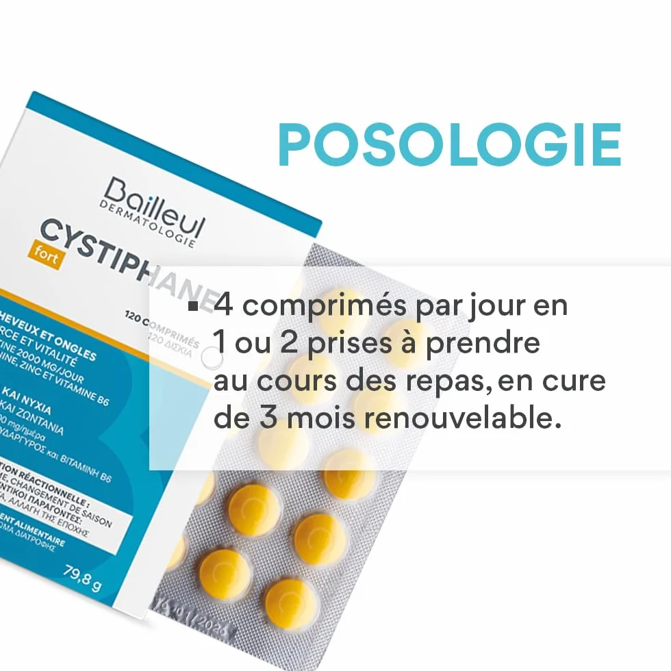 Cystiphane Fort Bailleul Complément alimentaire Cheveux & Ongles Force & Vitalité Lot de 2x120 comprimés