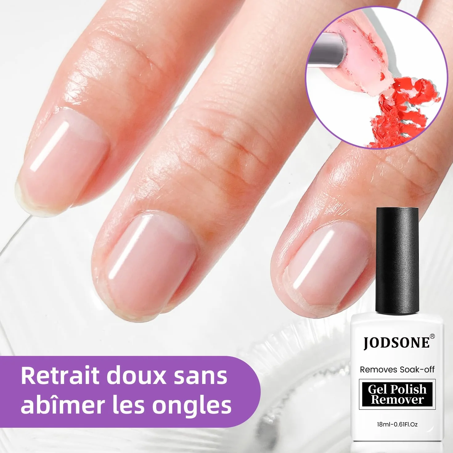 Dissolvant Vernis Semi-Permanent 18 Ml Grande Capacité - Pas Besoin de Tremper - Dissolvant Pour Ongles en Gel - S'élimine en 3-5 Minutes