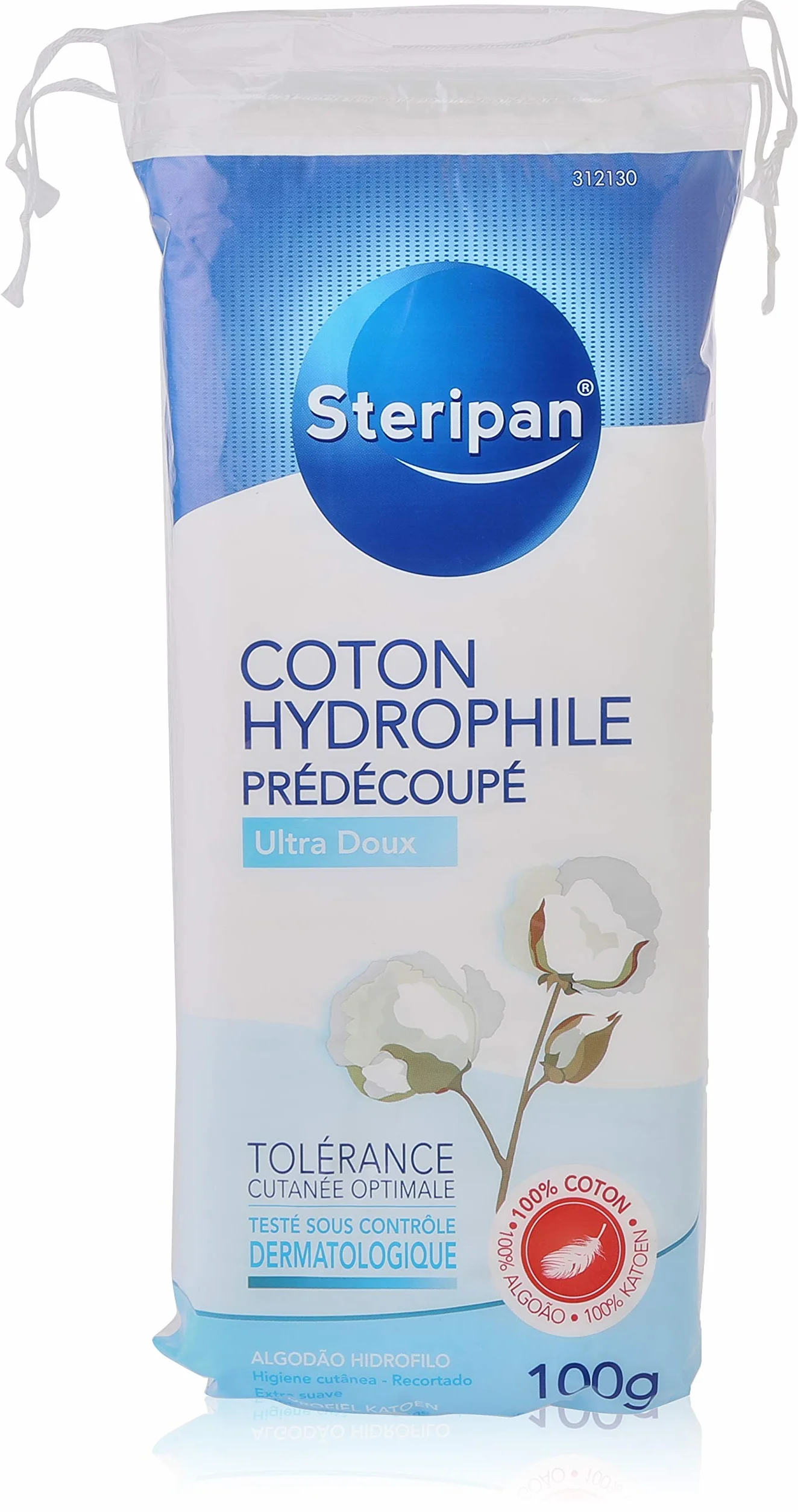 Steripan Coton Hydrophile Dermatologique Prédécoupé 100% coton 100g