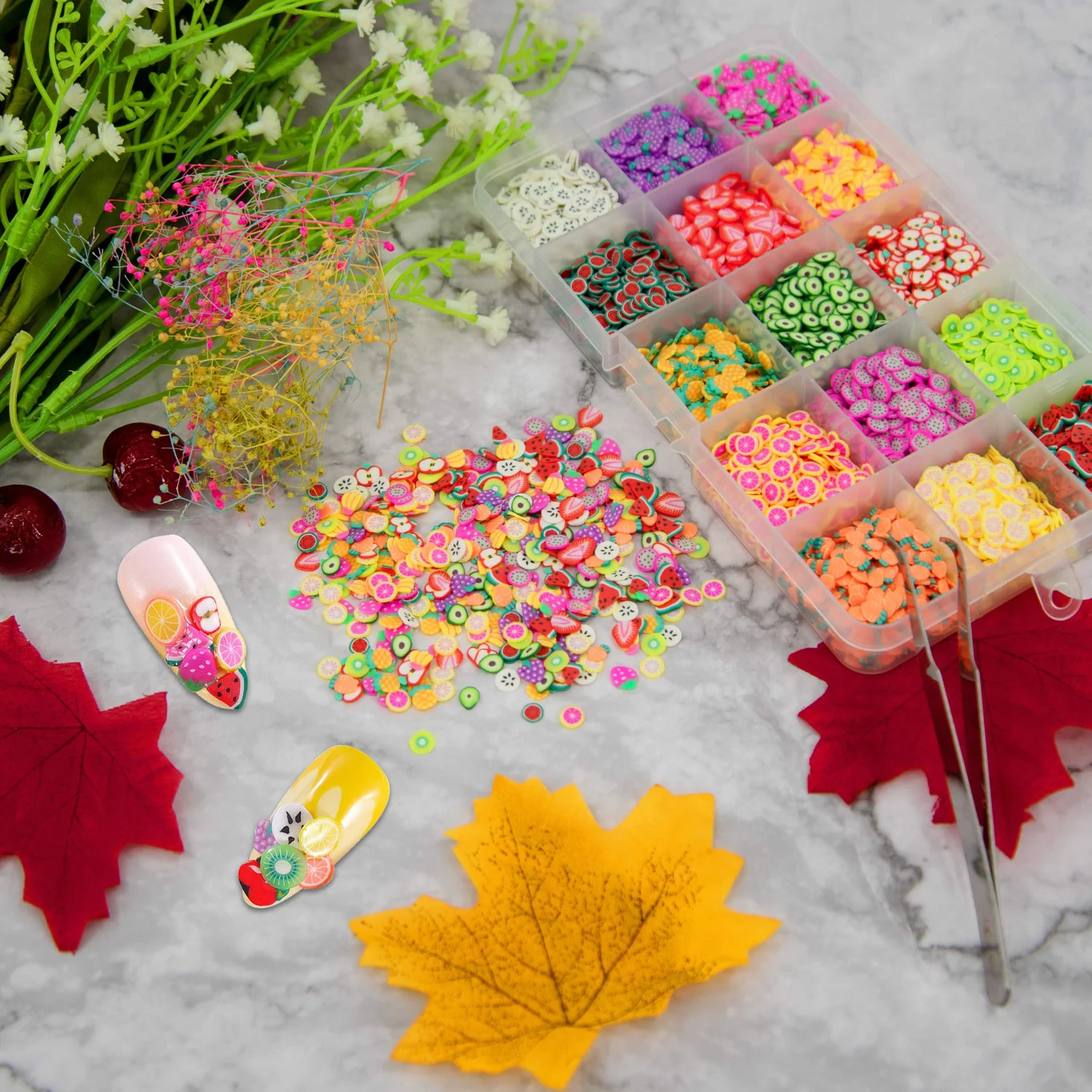 Duufin 10500 pièces tranches de fleurs gâteau en pâte pour décoration des ongles