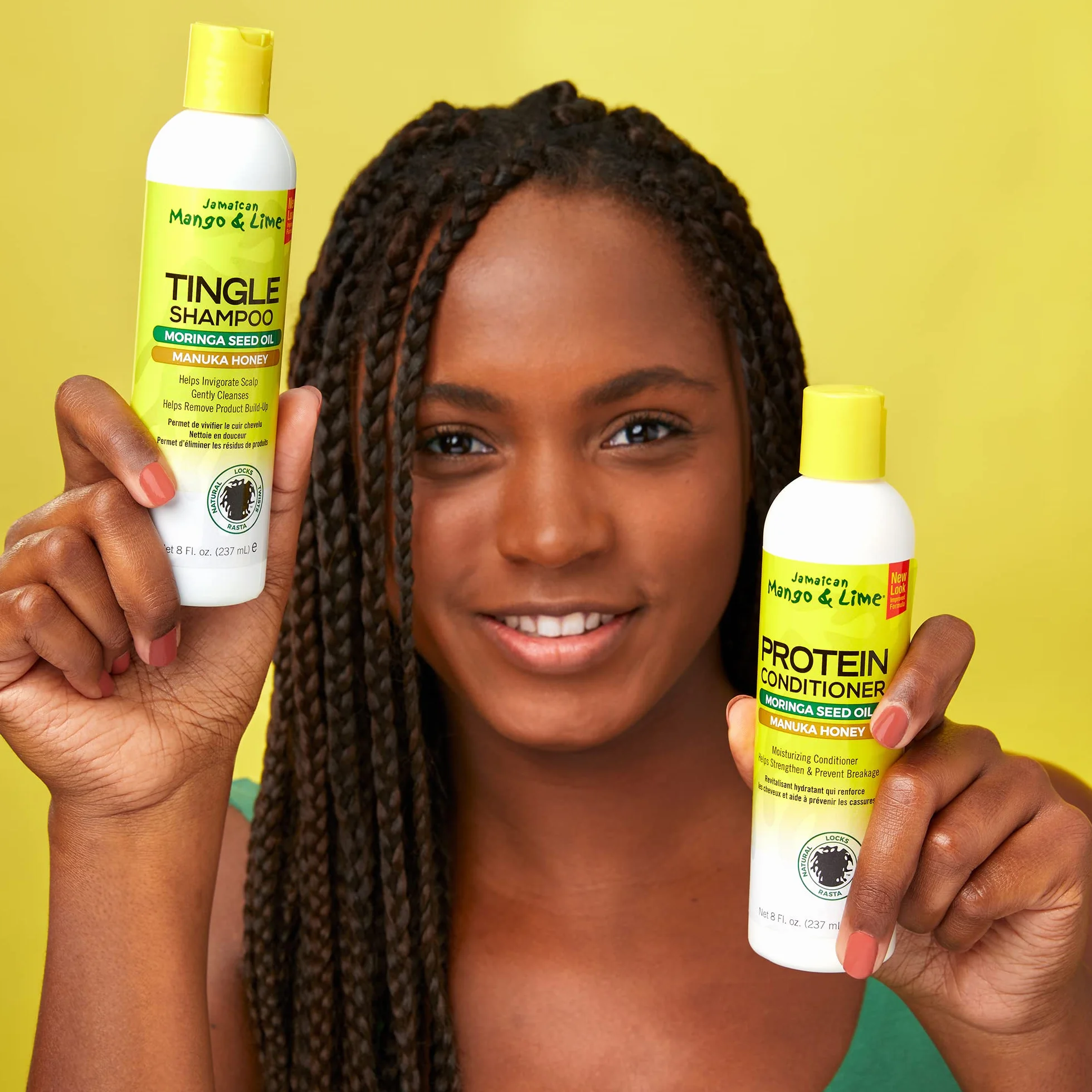 Lot de 2 shampoings et après-shampoing protéinés à la mangue de Jamaïque et au citron vert
