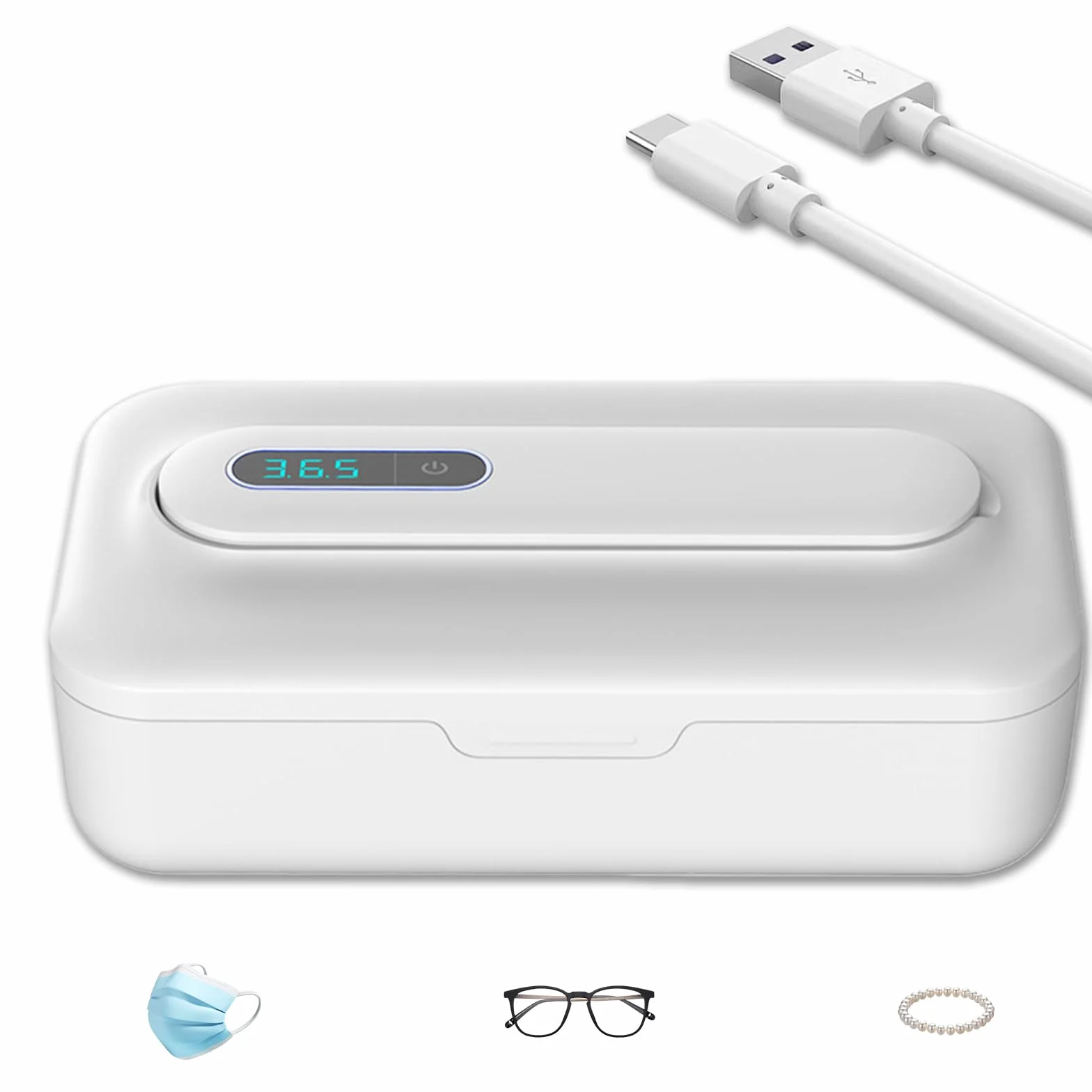 Boîte de désinfection UV : stérilisateur d'outils pour ongles avec affichage numérique, amovible pour l'utilisation Centre de désinfection UV pour téléphone portable, masques, lunettes, clés